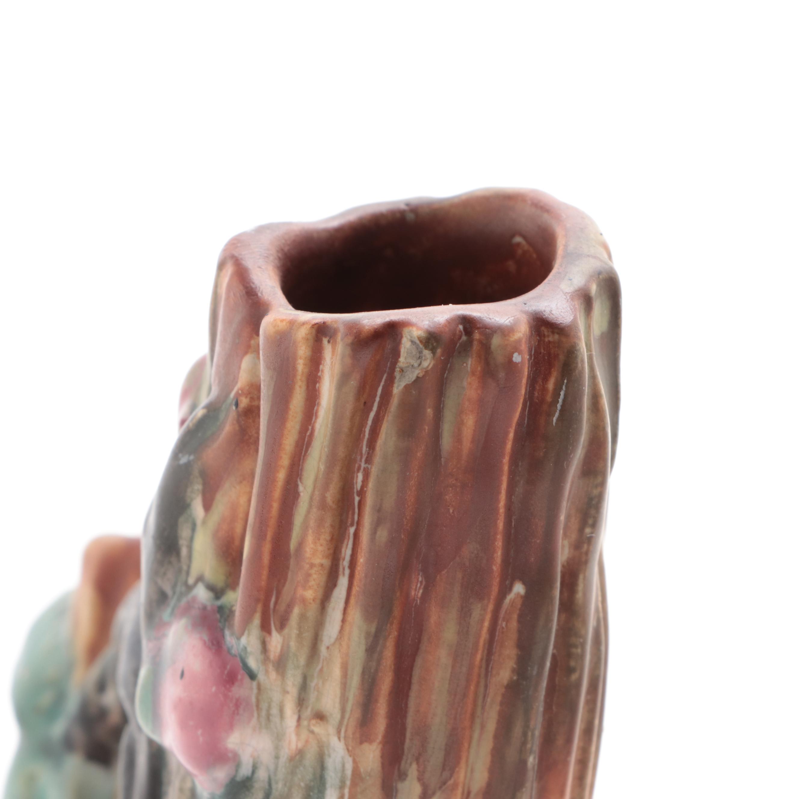 Weller Pottery Tree Vase with Hull Pottery "Magnolia" Teapot, Early/Mid-20th C.