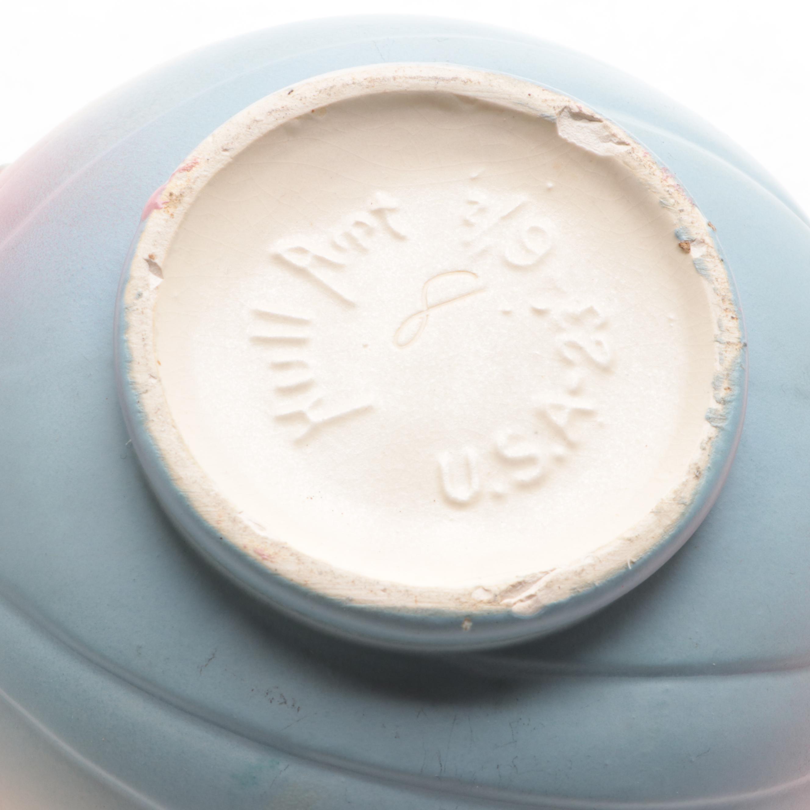 Weller Pottery Tree Vase with Hull Pottery "Magnolia" Teapot, Early/Mid-20th C.