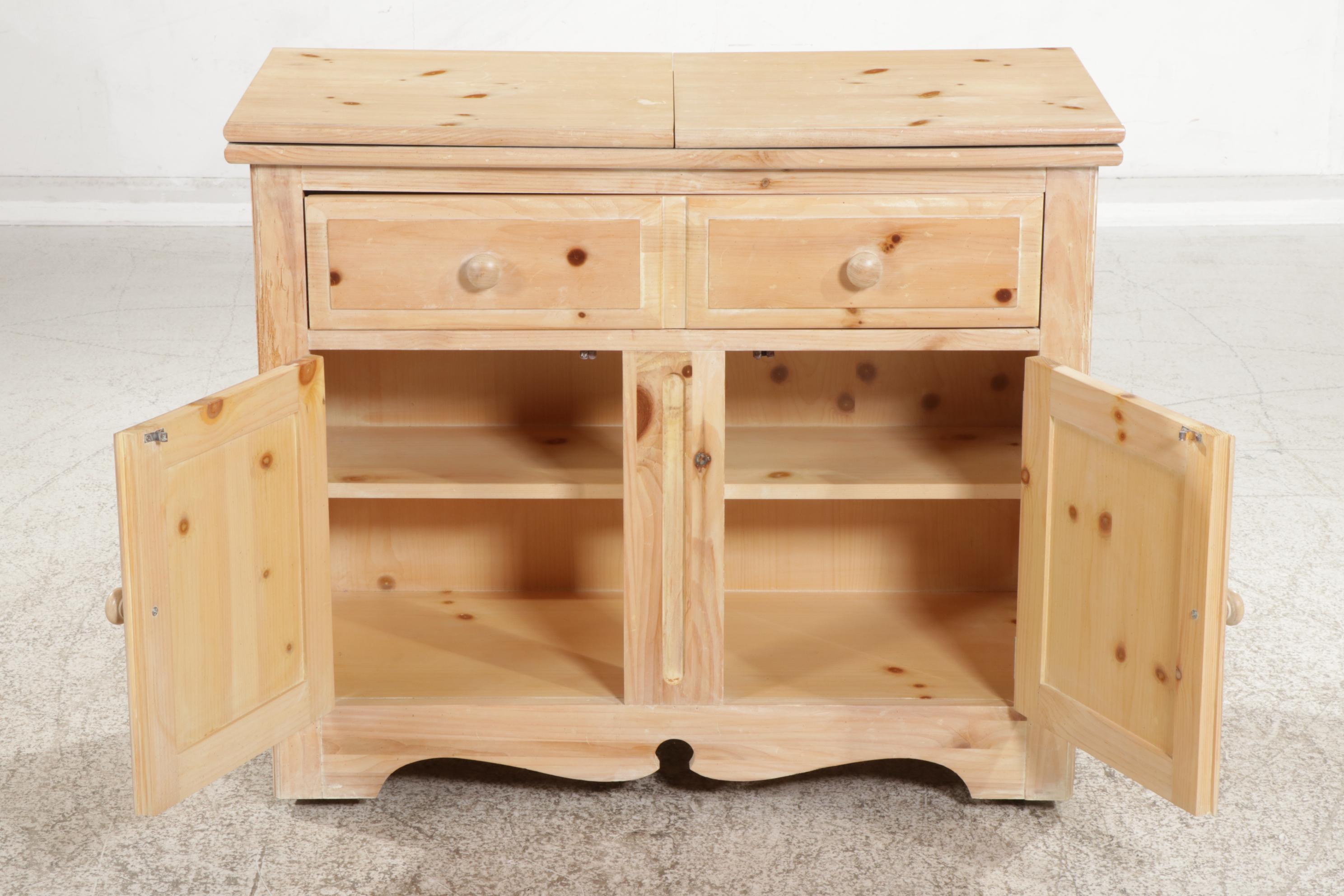 American of Martinsville Pine Flip-Top Server, Late 20th Century