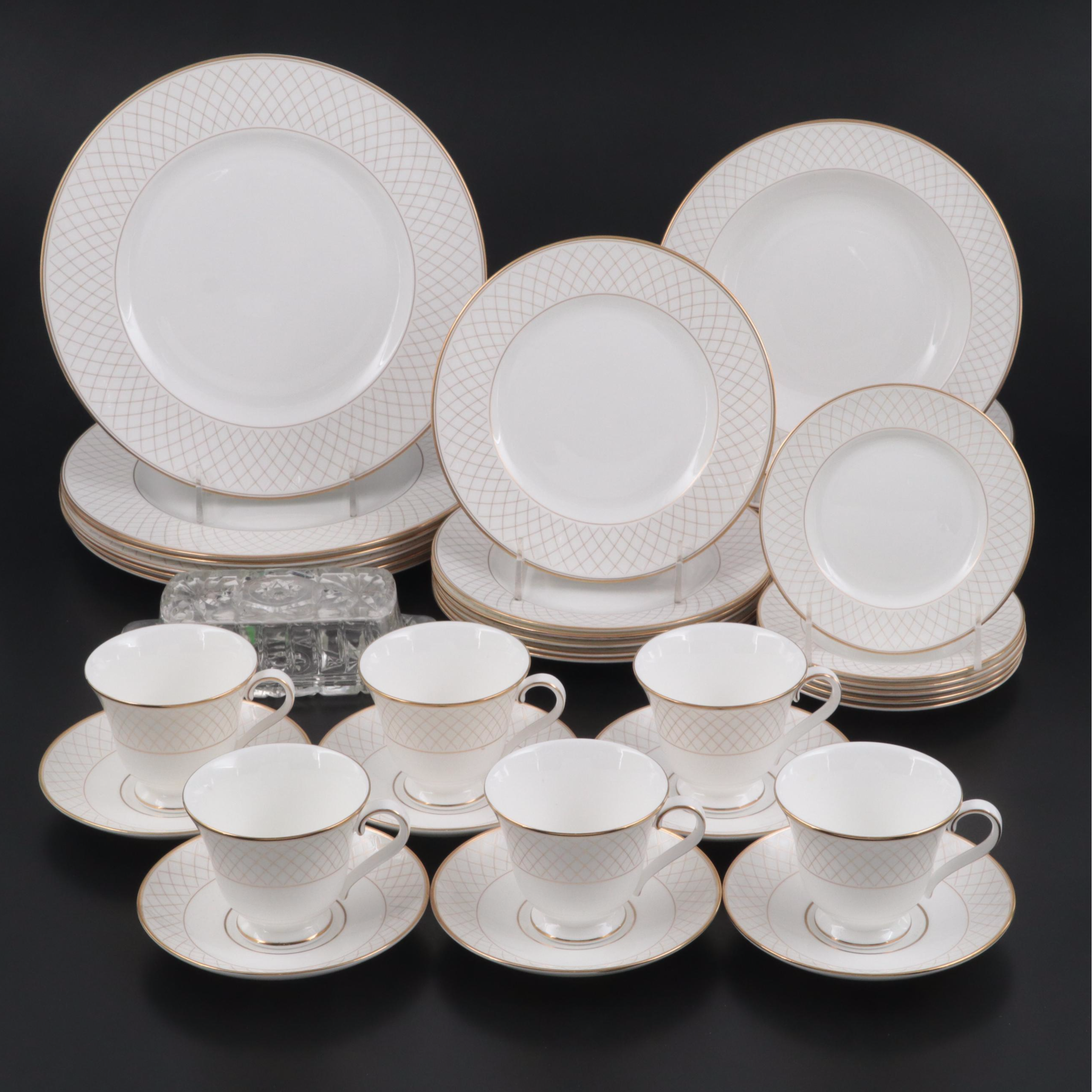 Waterford "Crosshaven" Dinnerware With Butter Dish