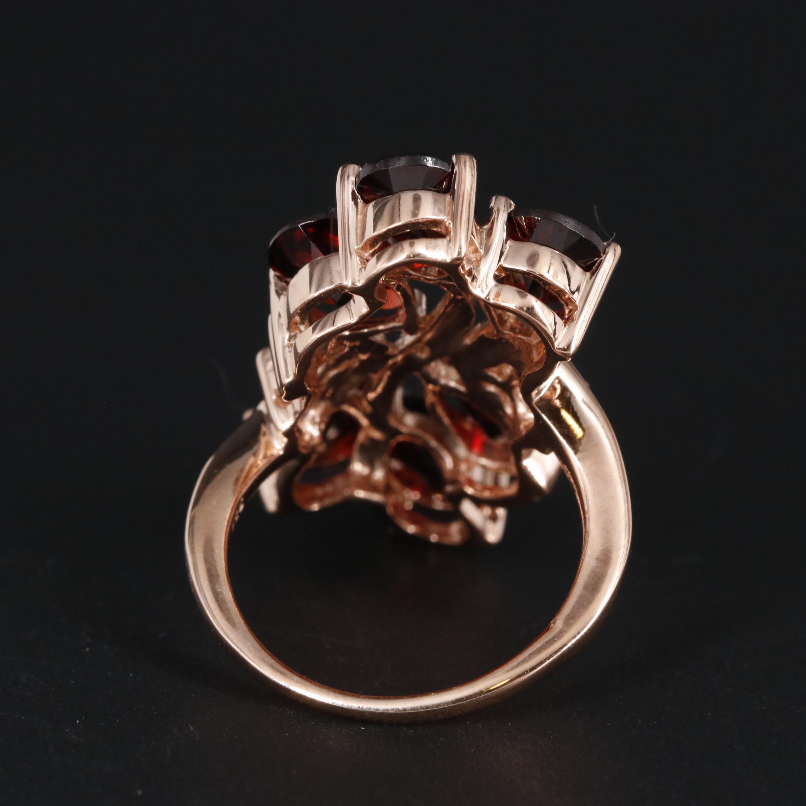 Sterling Garnet White Topaz and Citrine Statement Ring