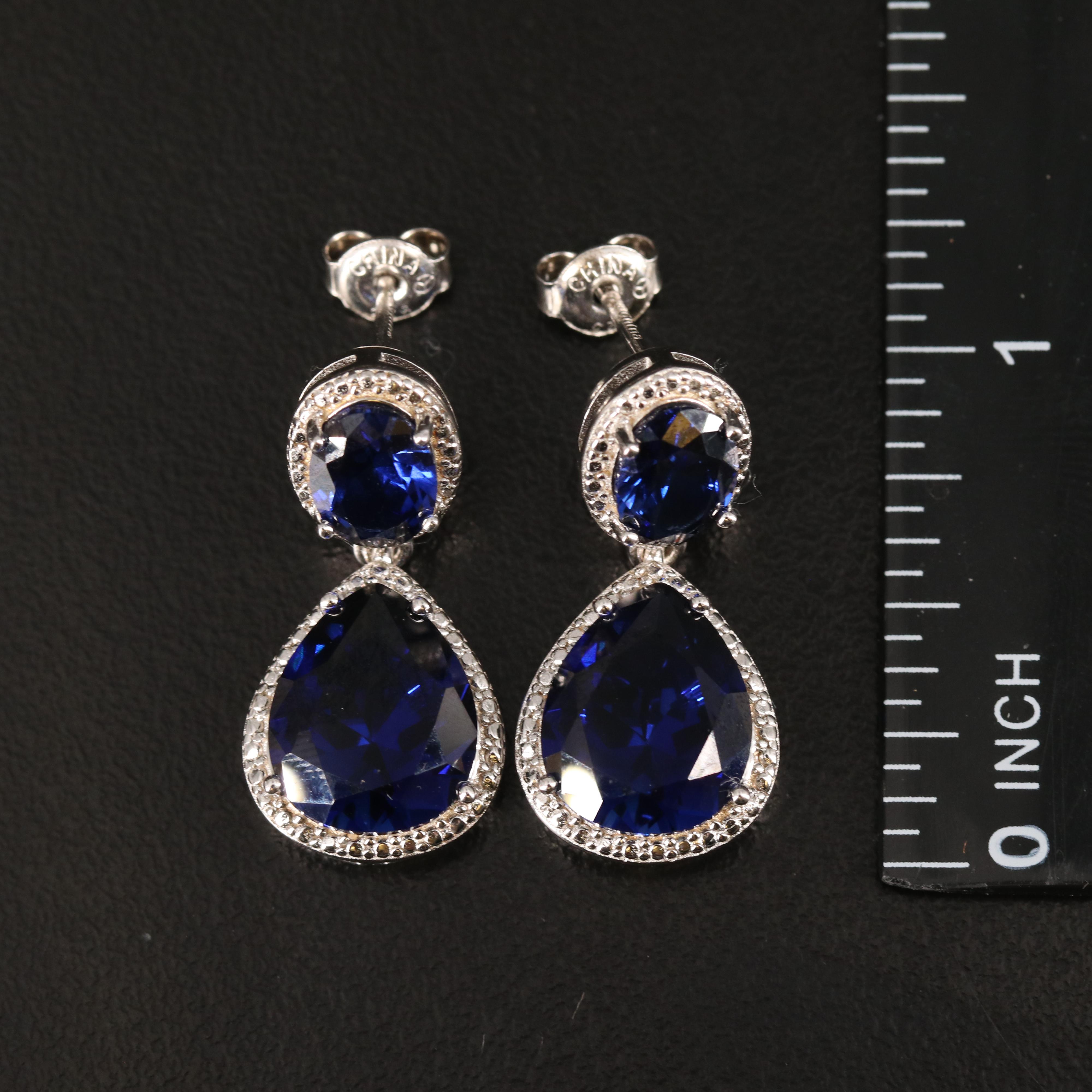 Sapphire, Spinel and Cubic Zirconia Jewelry Set in Sterling