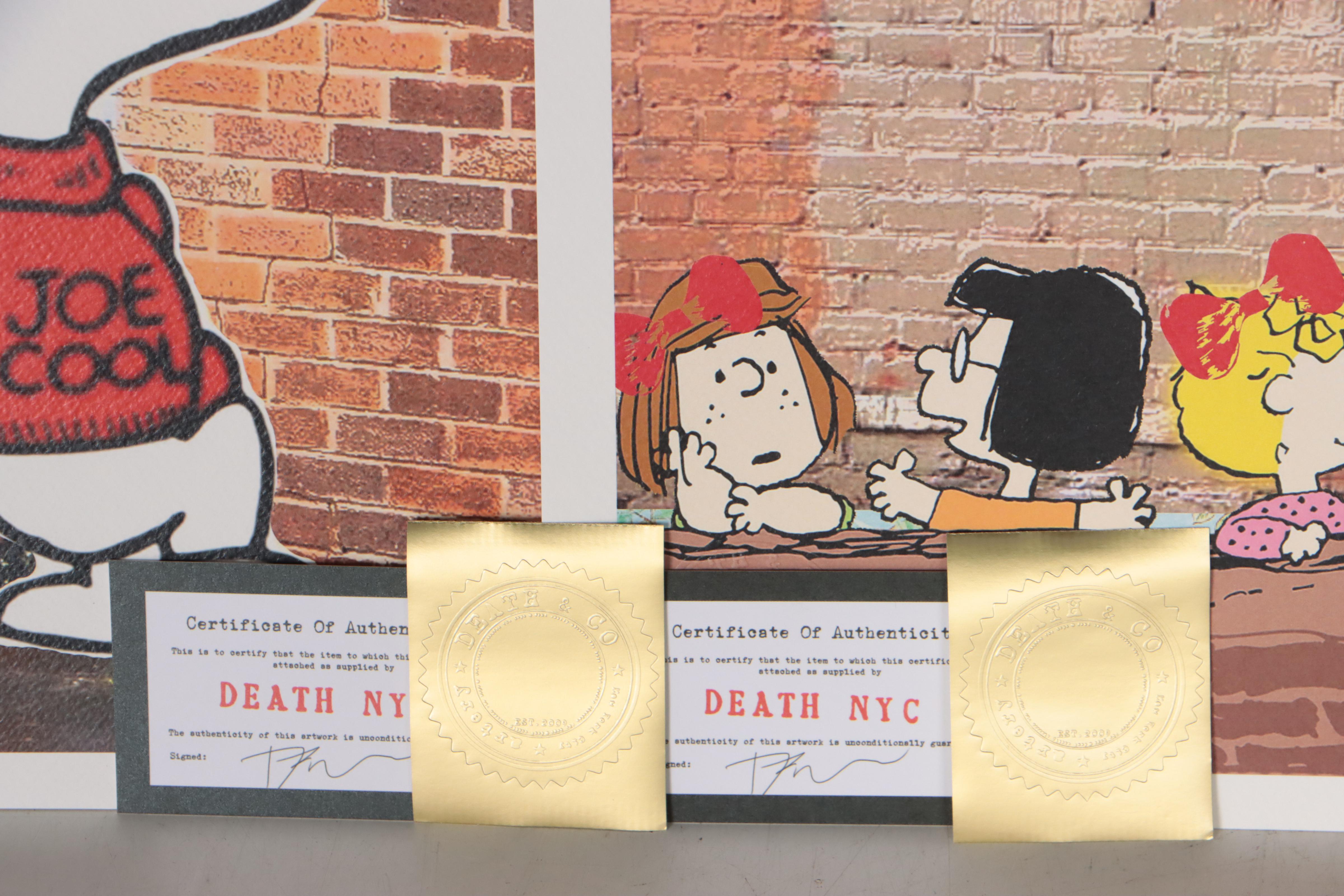 Death NYC Pop Art Graphic Prints of Banksy and Peanuts, 2022