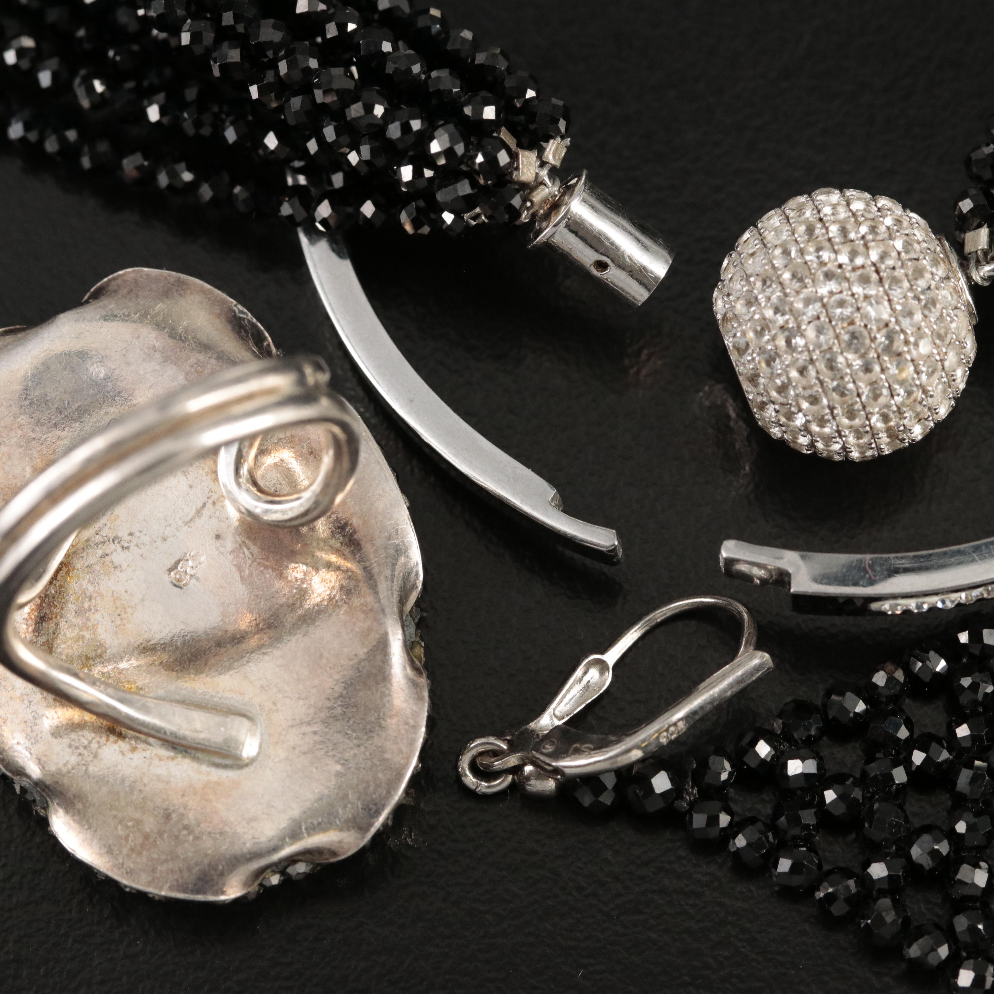 Sterling Labradorite and Spinel Jewelry Grouping Including a Sautoir Necklace