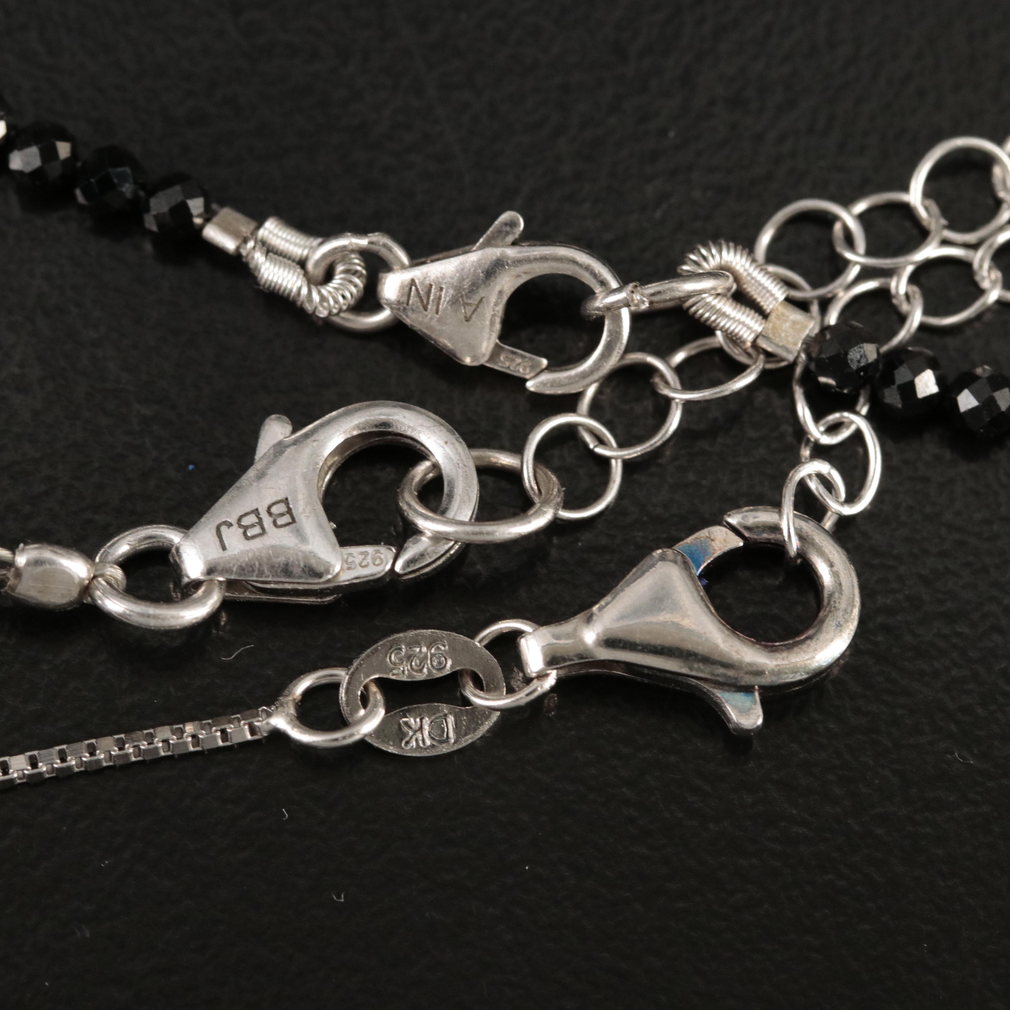 Sterling Labradorite and Spinel Jewelry Grouping Including a Sautoir Necklace