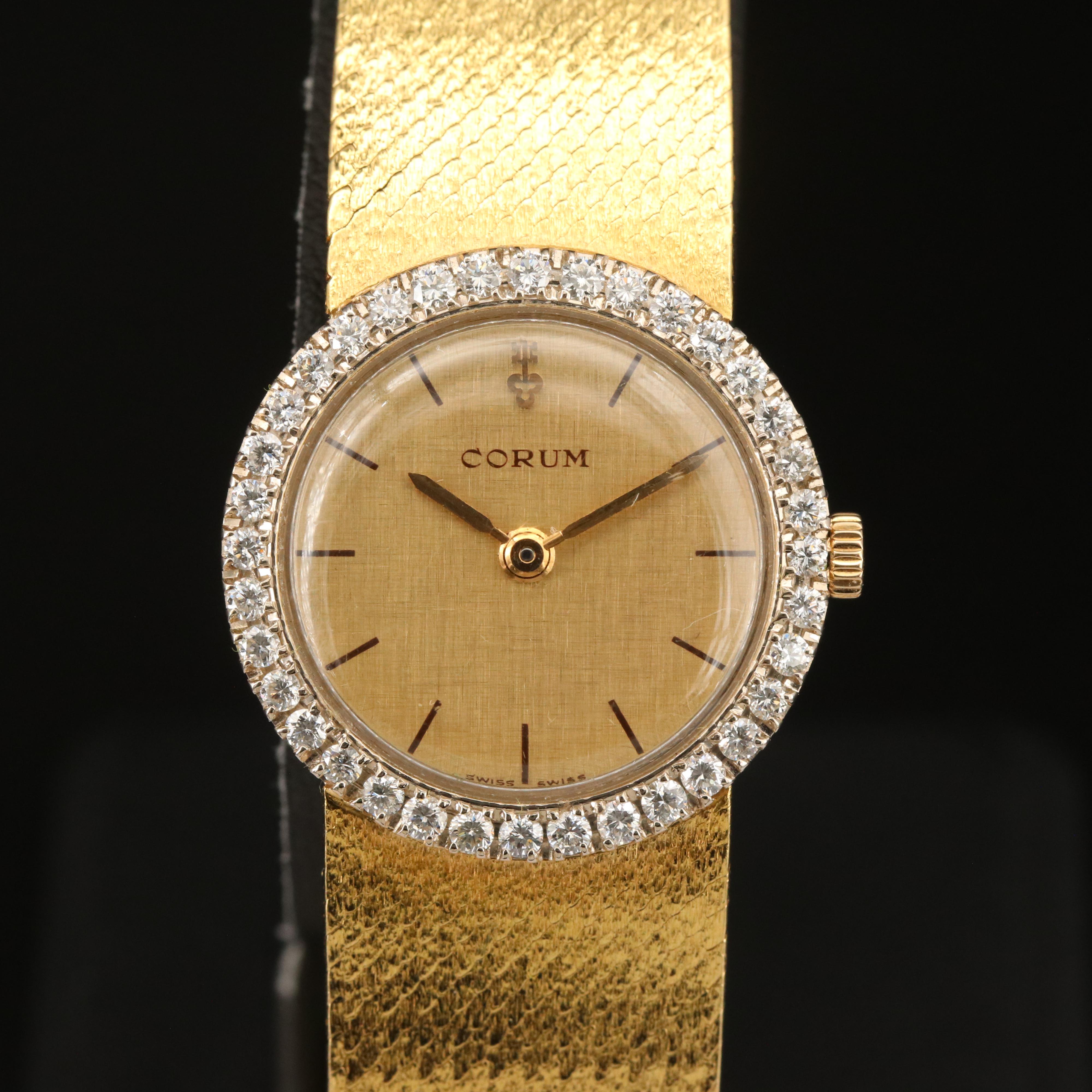18K Corum Diamond Stem Wind Watch