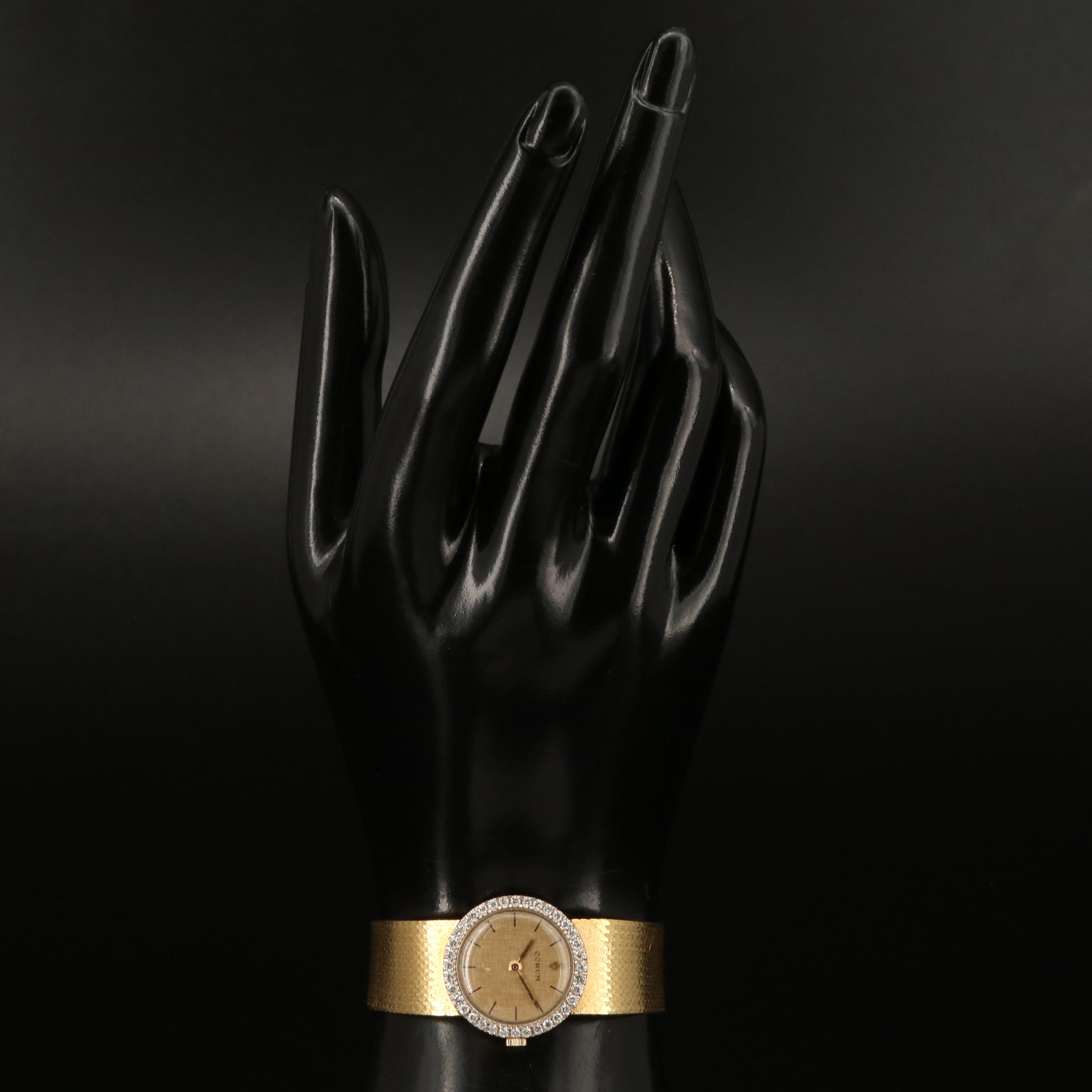 18K Corum Diamond Stem Wind Watch