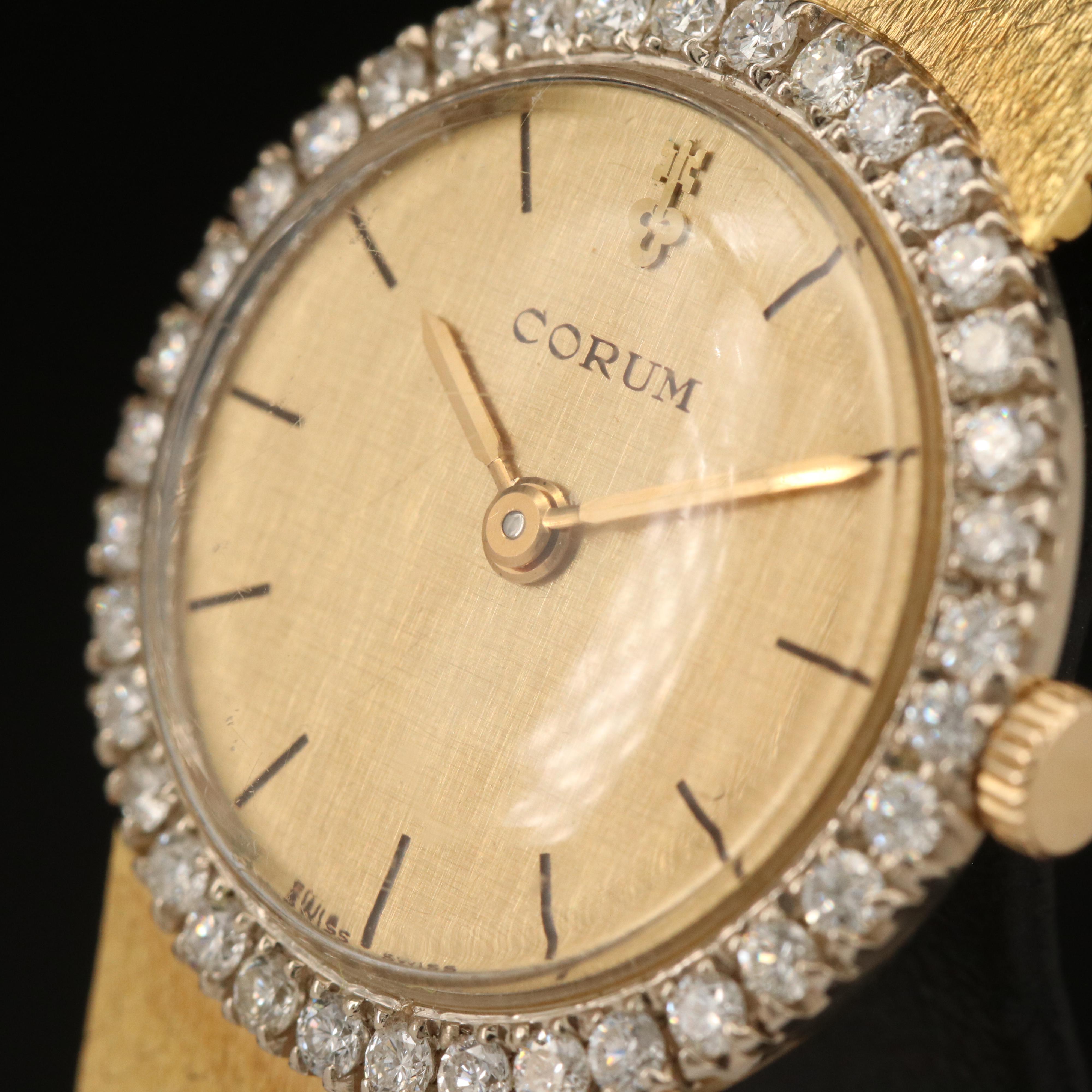 18K Corum Diamond Stem Wind Watch