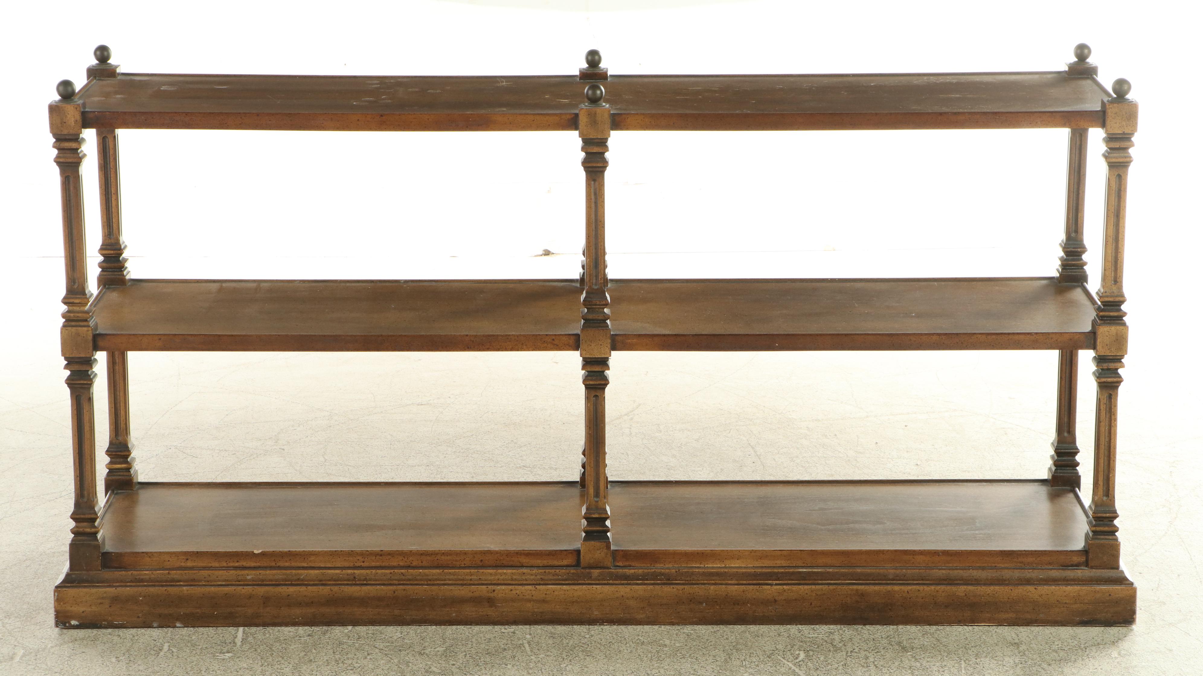 Brandt Neoclassical Style Walnut Three-Tier Bookcase, Mid to Late 20th Century