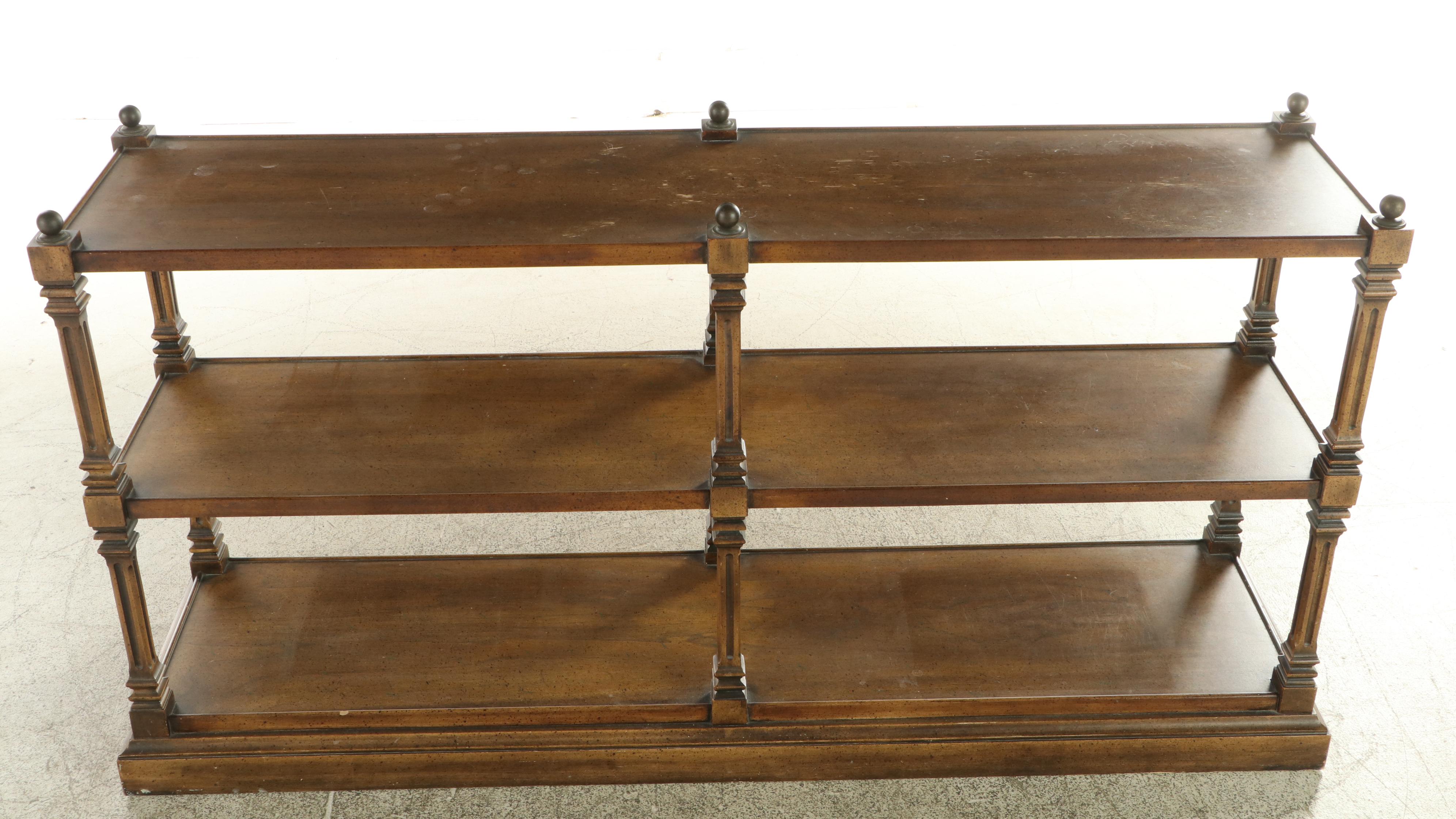 Brandt Neoclassical Style Walnut Three-Tier Bookcase, Mid to Late 20th Century