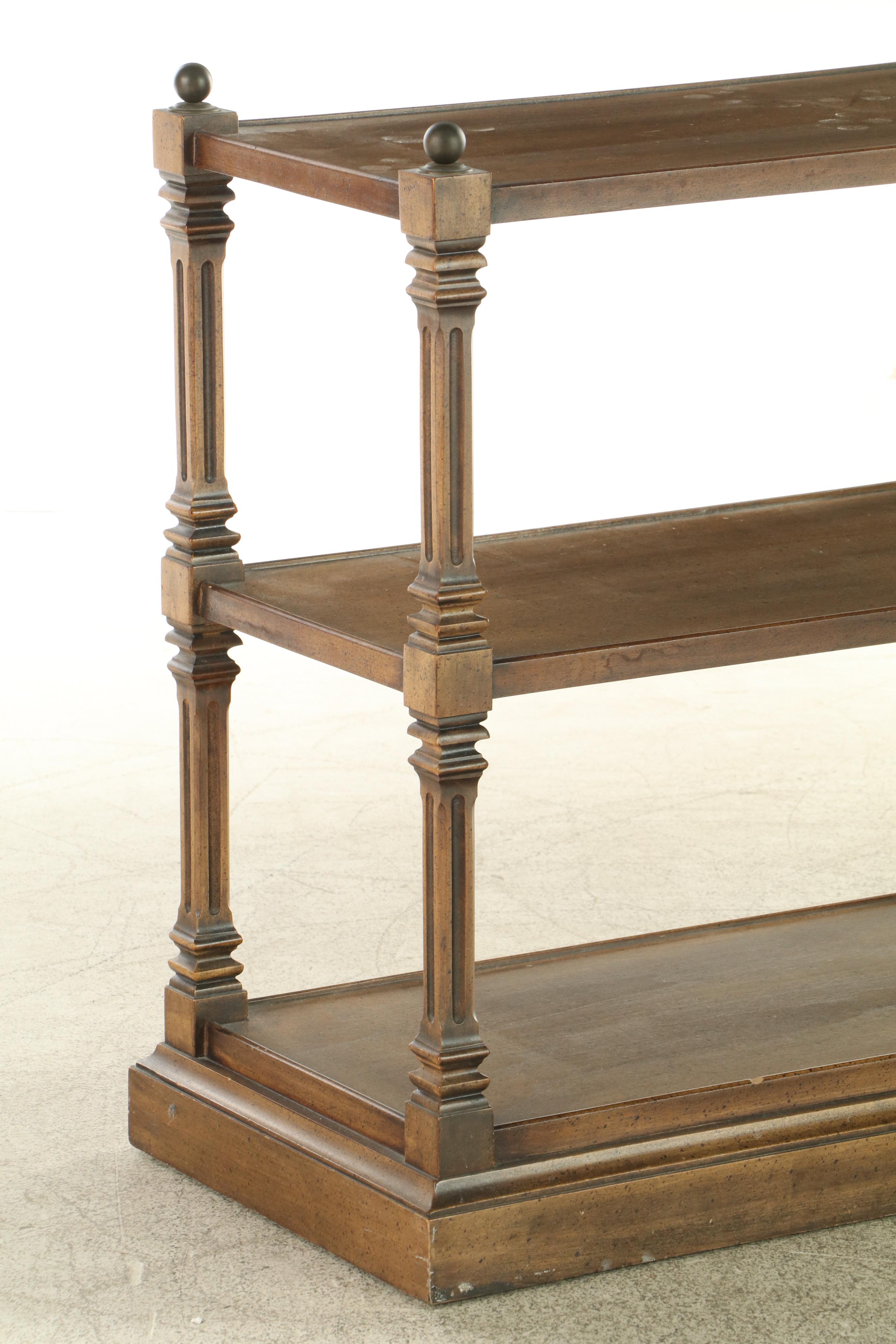 Brandt Neoclassical Style Walnut Three-Tier Bookcase, Mid to Late 20th Century