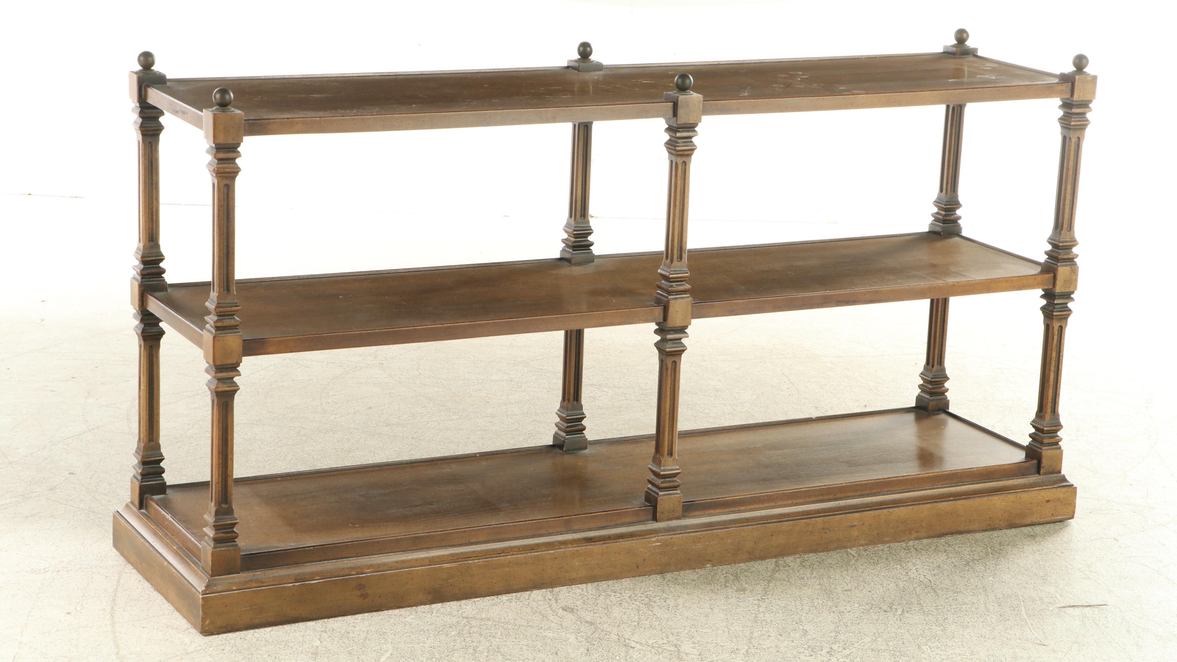 Brandt Neoclassical Style Walnut Three-Tier Bookcase, Mid to Late 20th Century