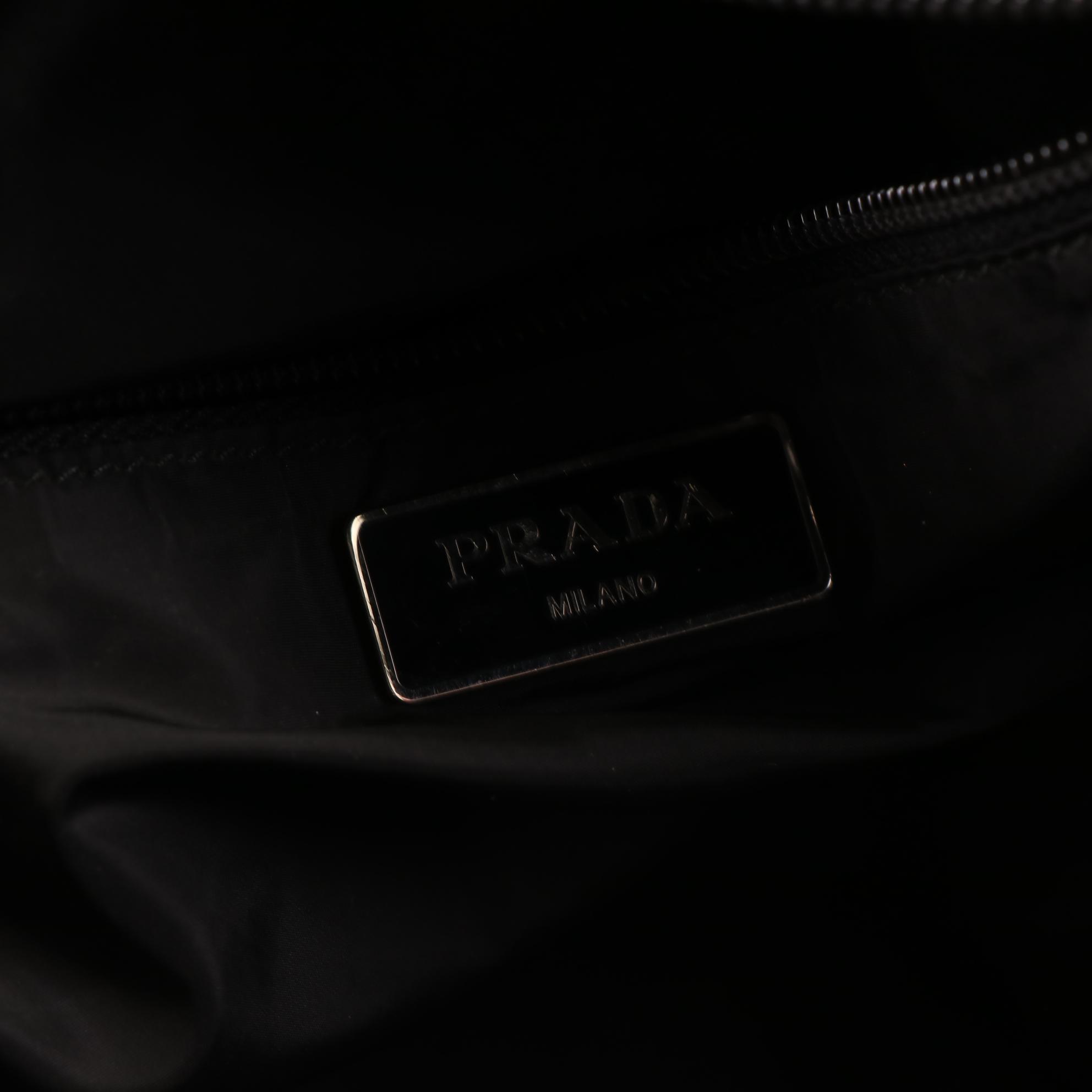 Prada Large Tote Bag in Printed Nylon Gabardine and Saffiano Leather w/Strap