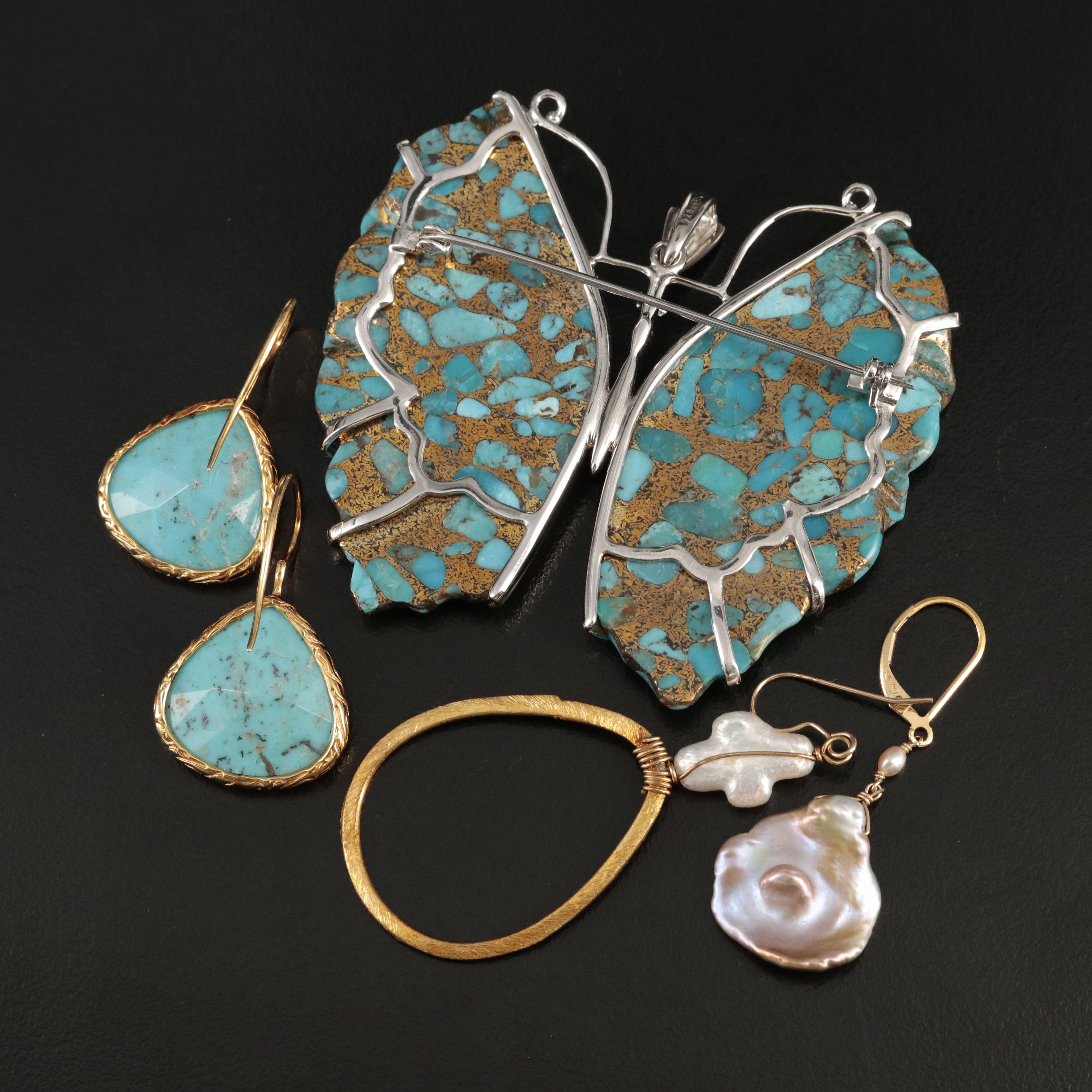 Jewelry Grouping Including Sterling Pearl and Turquoise