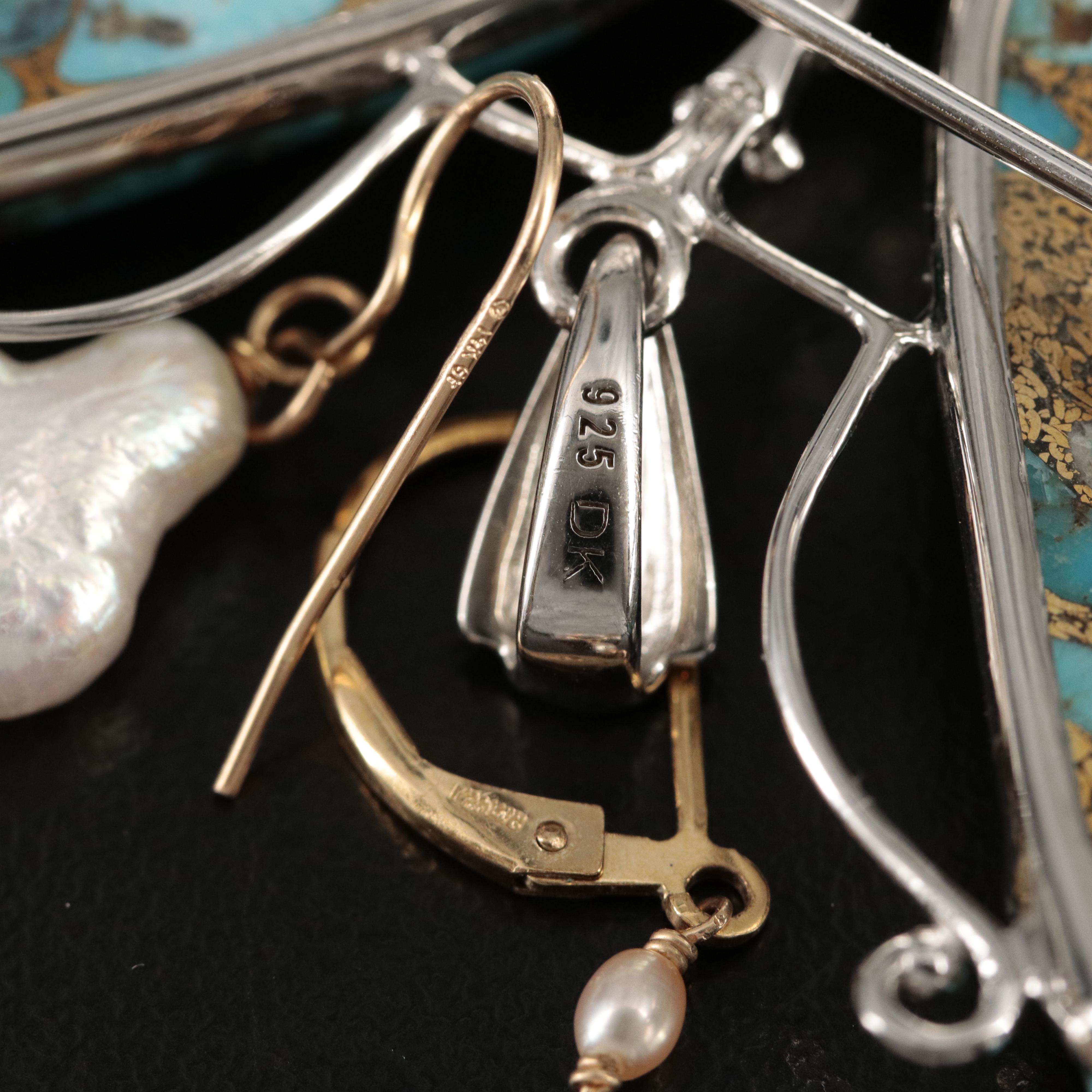 Jewelry Grouping Including Sterling Pearl and Turquoise