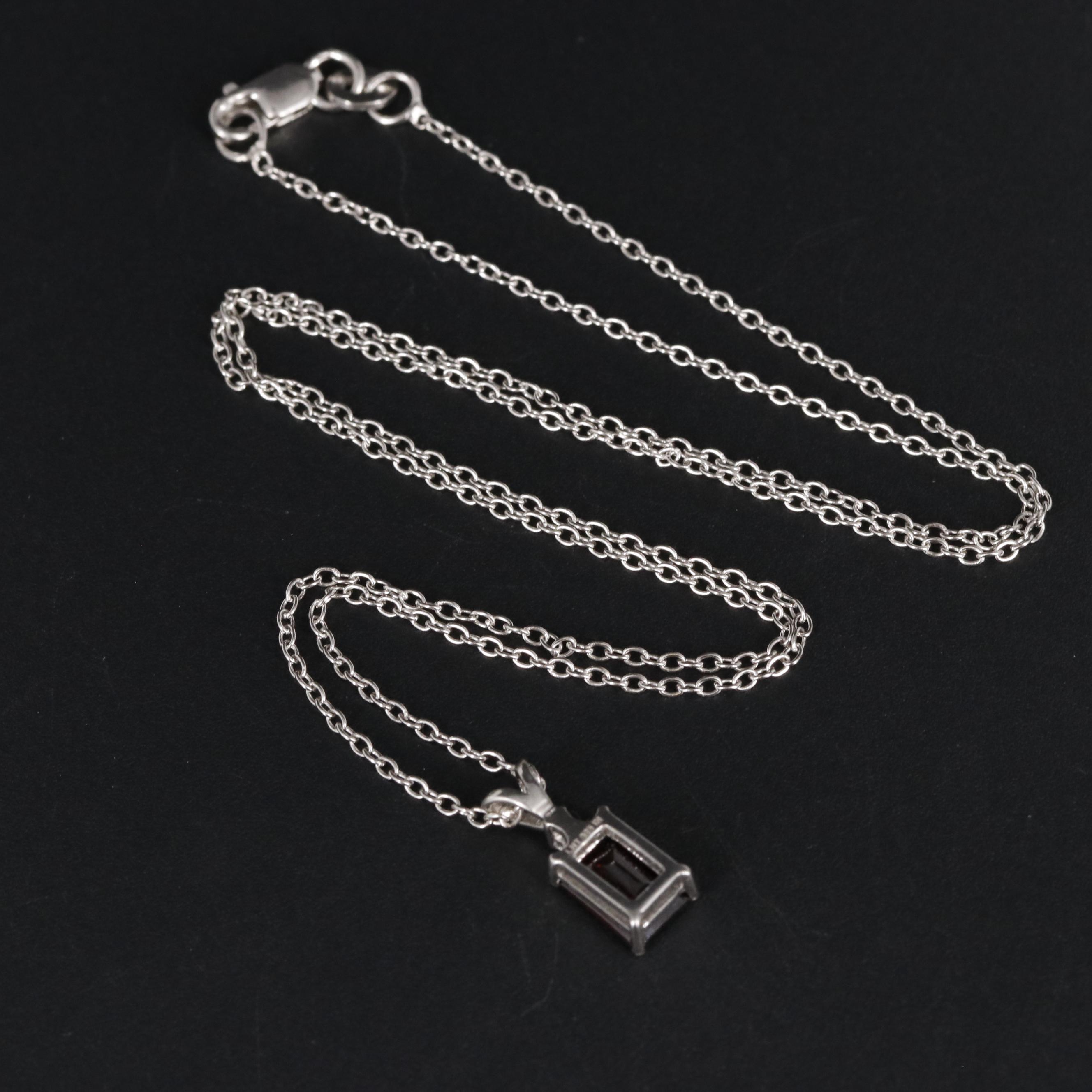 Sterling Garnet Pendant Necklace