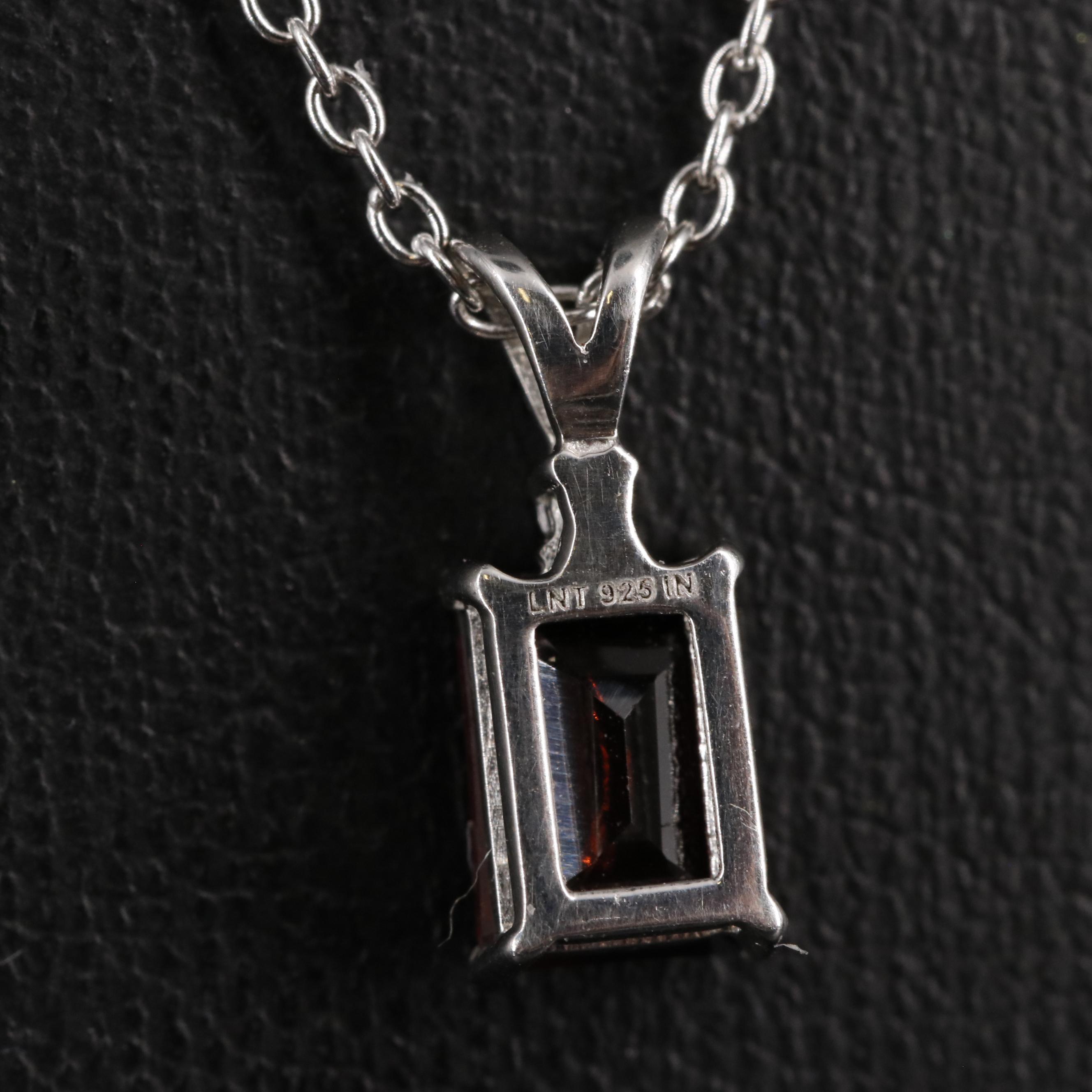 Sterling Garnet Pendant Necklace