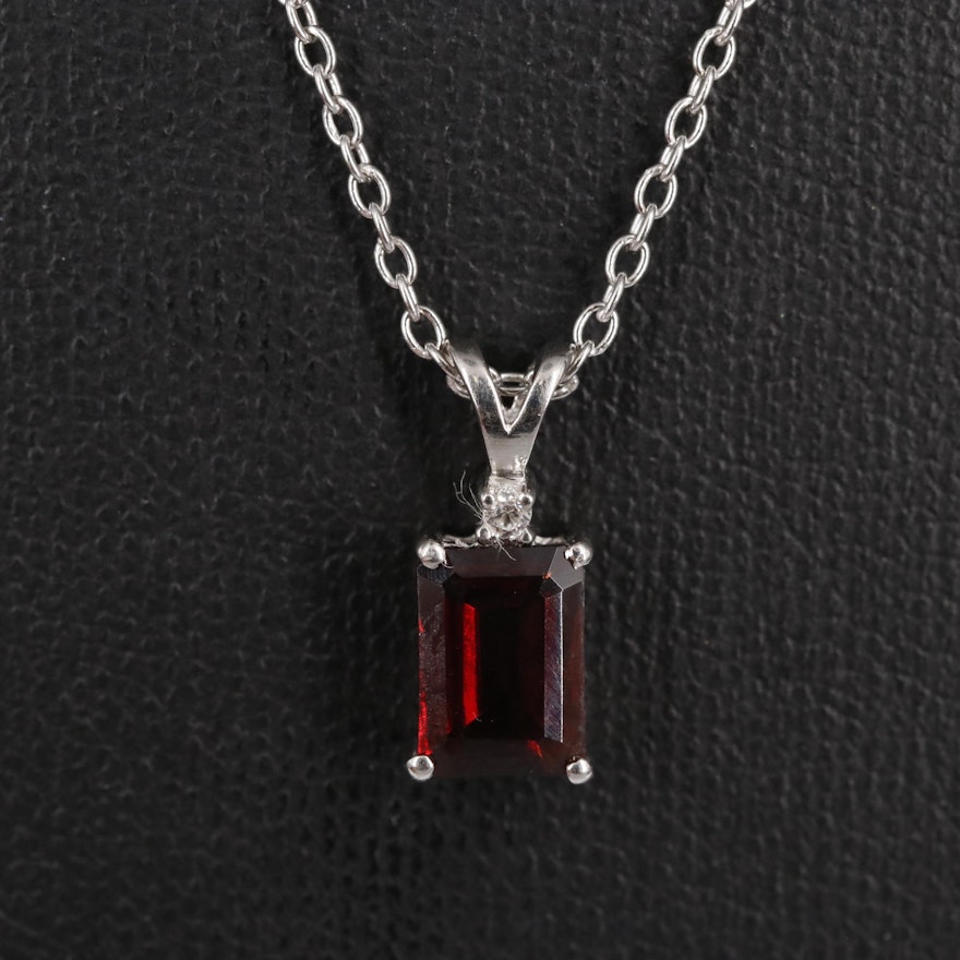 Sterling Garnet Pendant Necklace