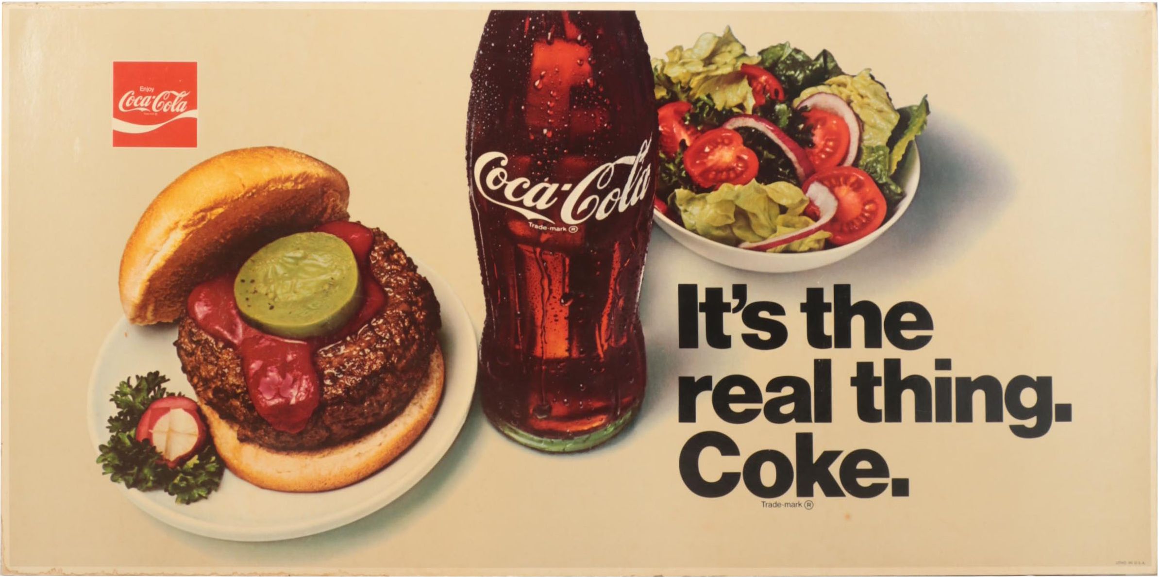 Large-Scale Offset Lithograph Coke Advertising Sign, Late 20th Century