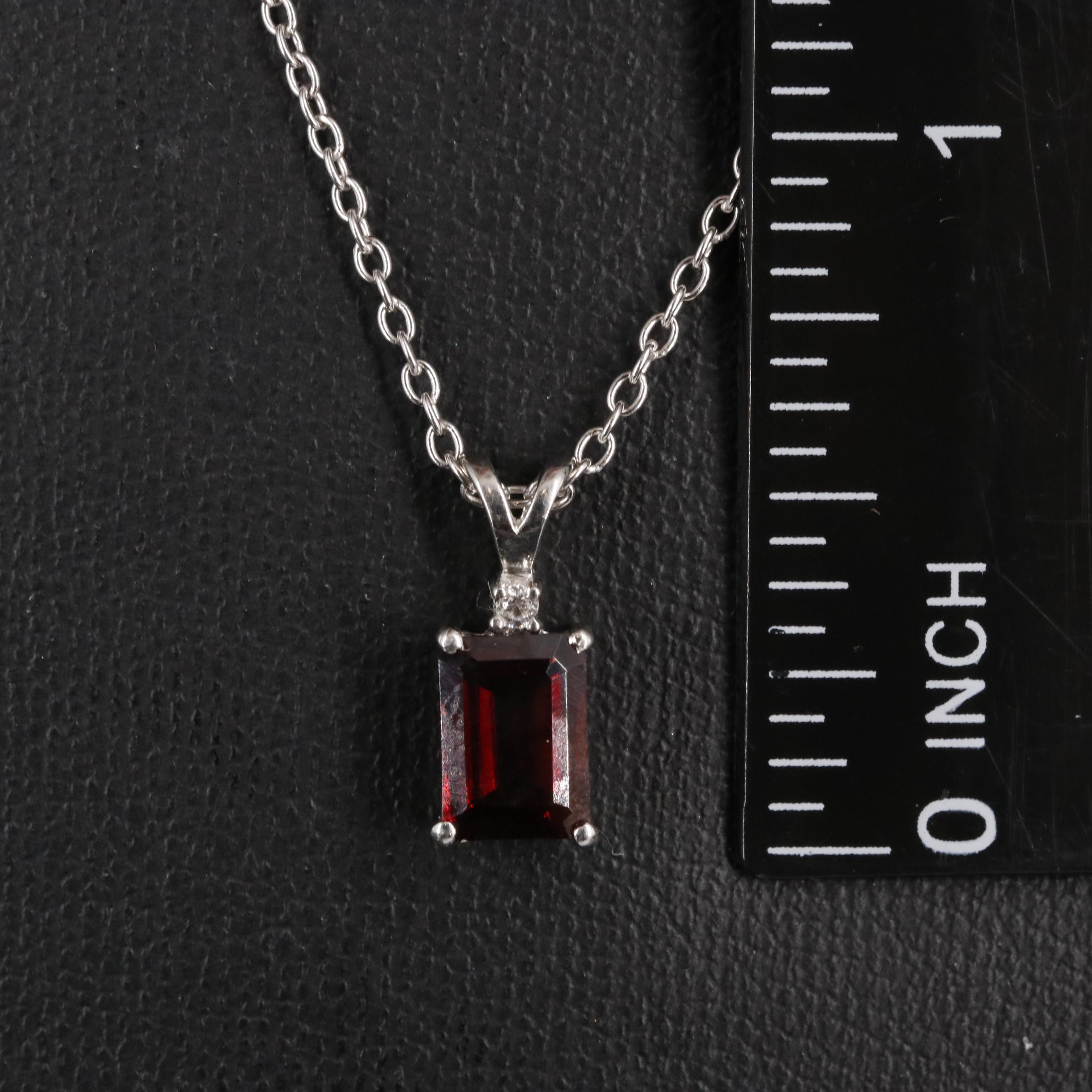 Sterling Garnet Pendant Necklace