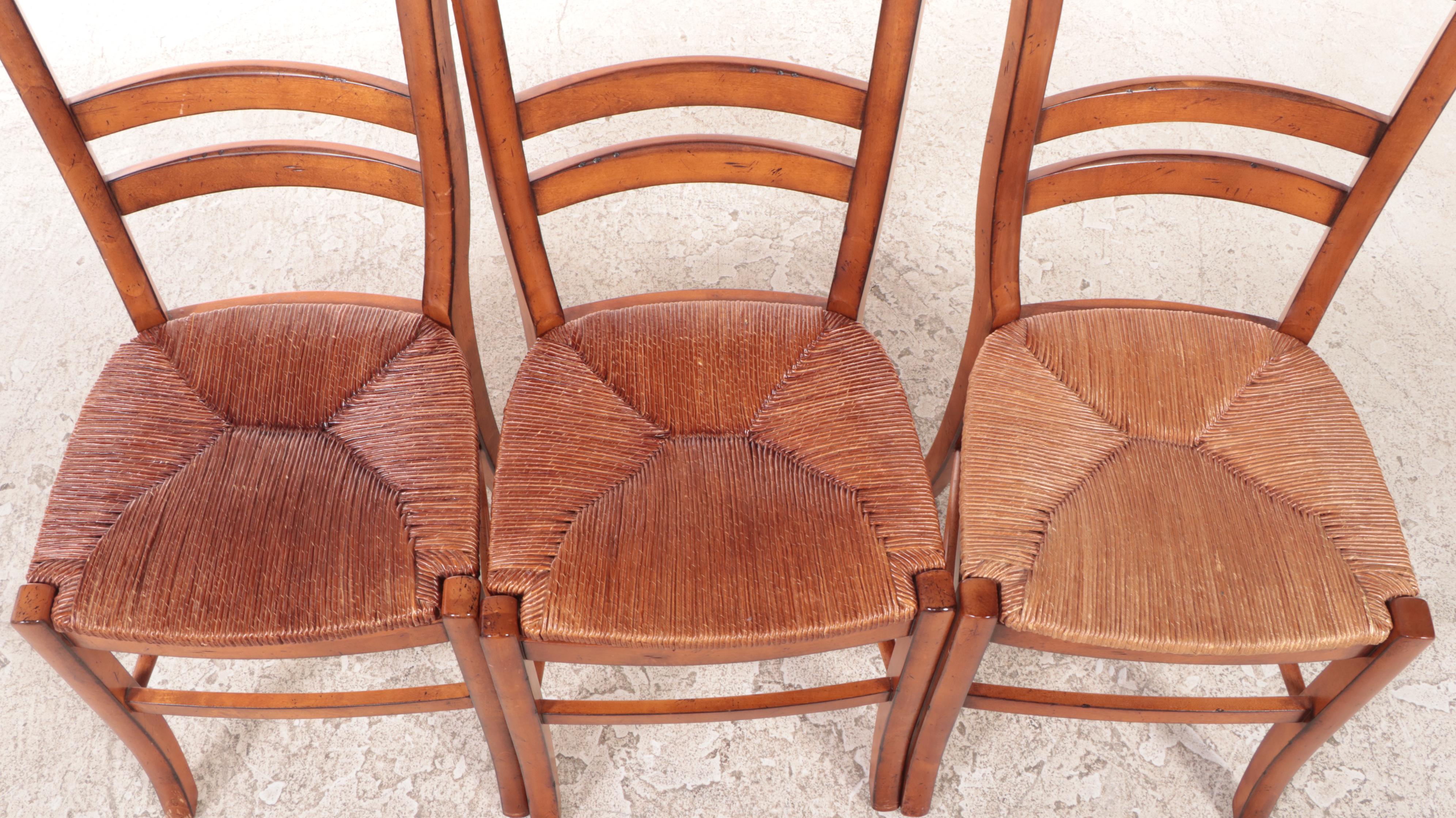 Three French Provincial Style Fruitwood-Stained Side Chairs