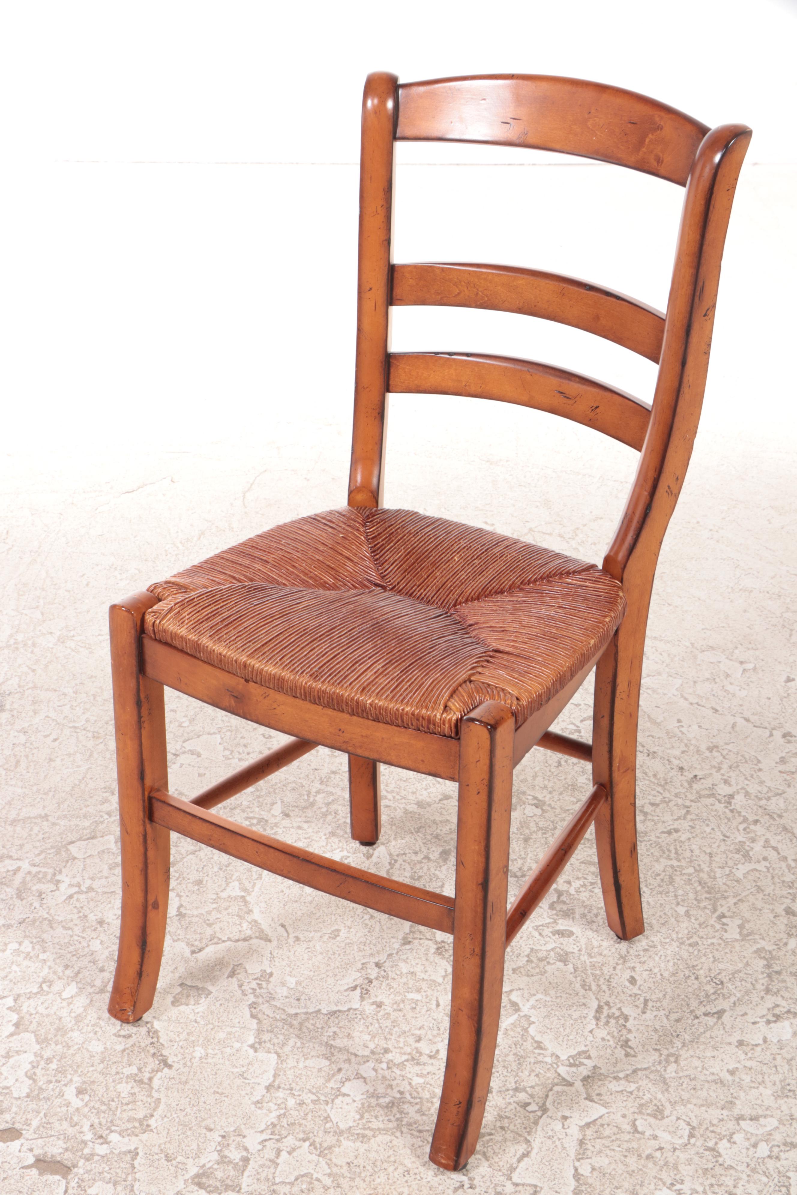 Three French Provincial Style Fruitwood-Stained Side Chairs