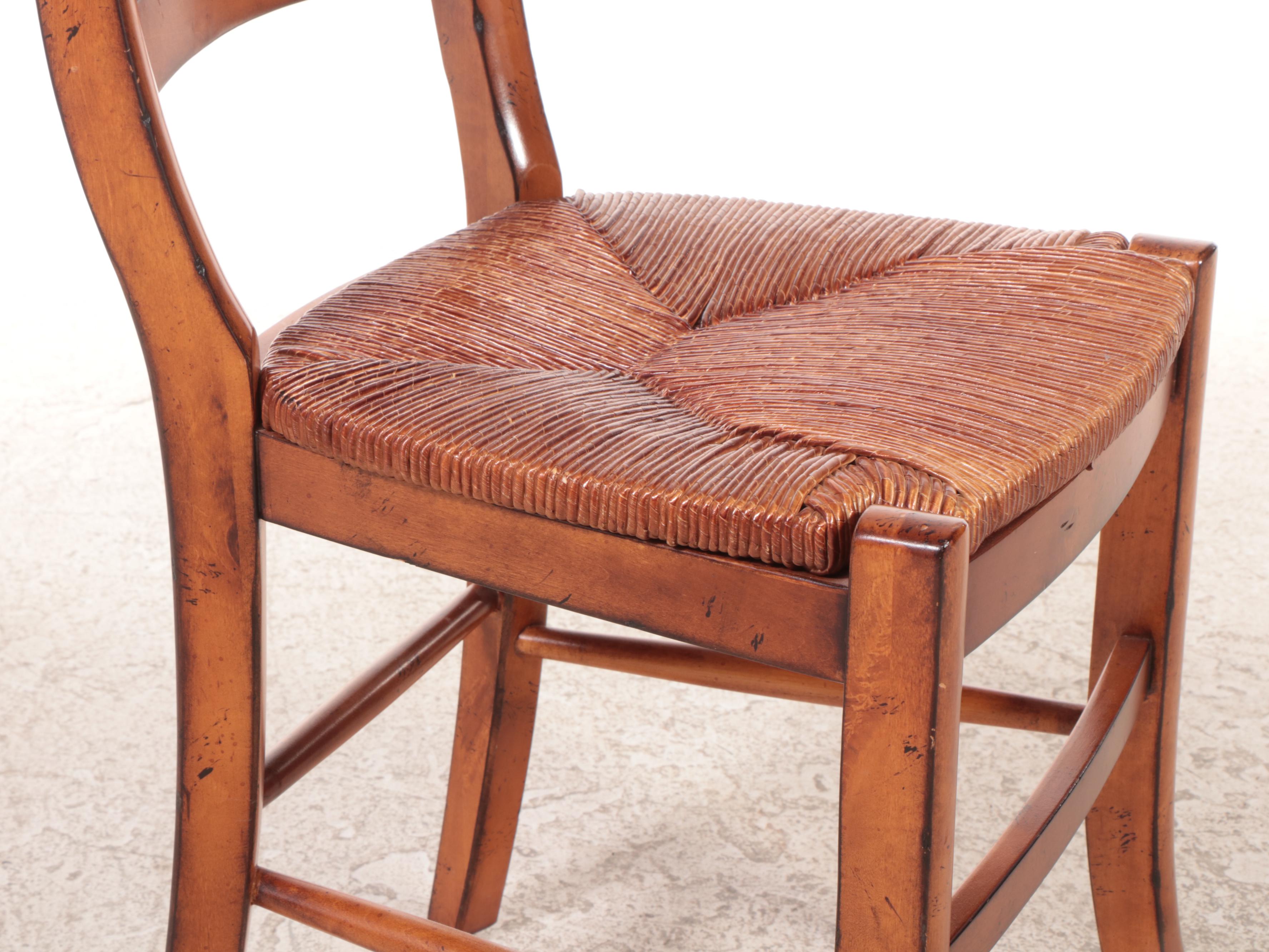 Three French Provincial Style Fruitwood-Stained Side Chairs