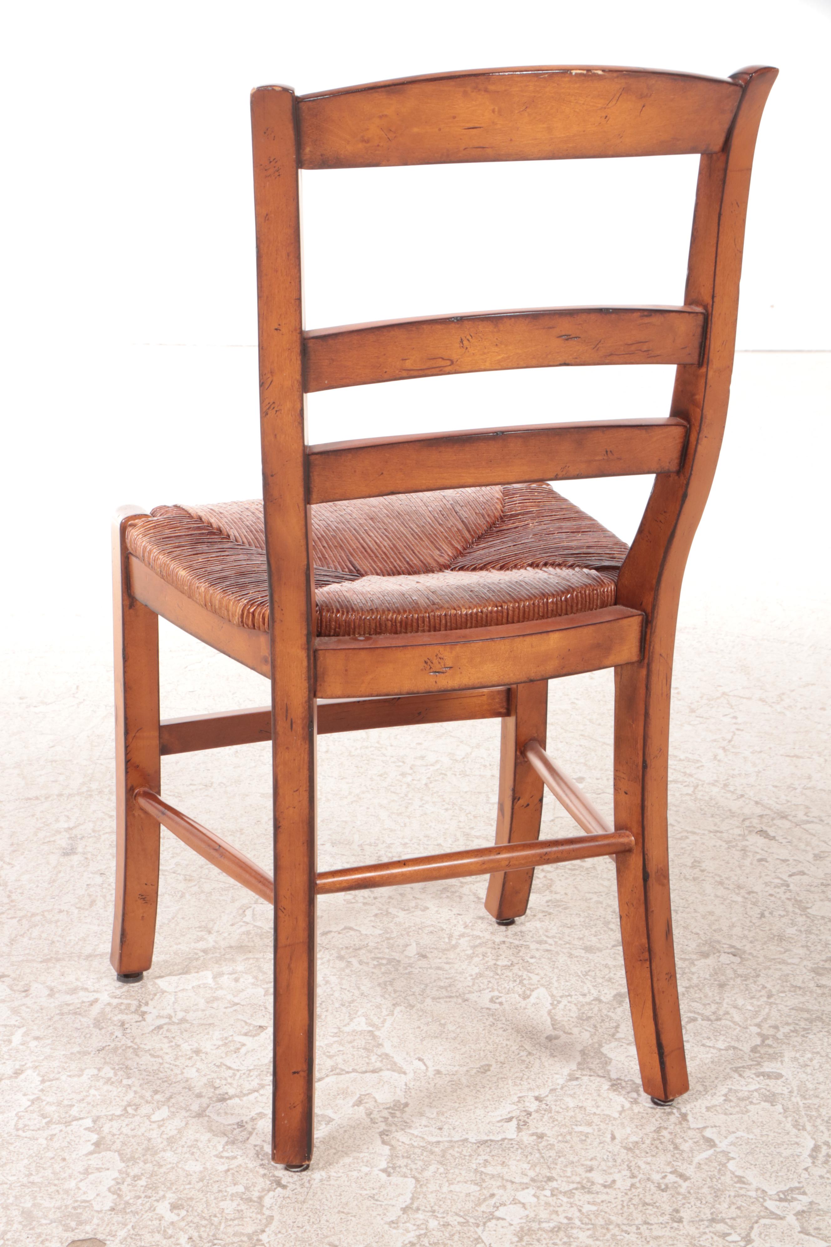 Three French Provincial Style Fruitwood-Stained Side Chairs