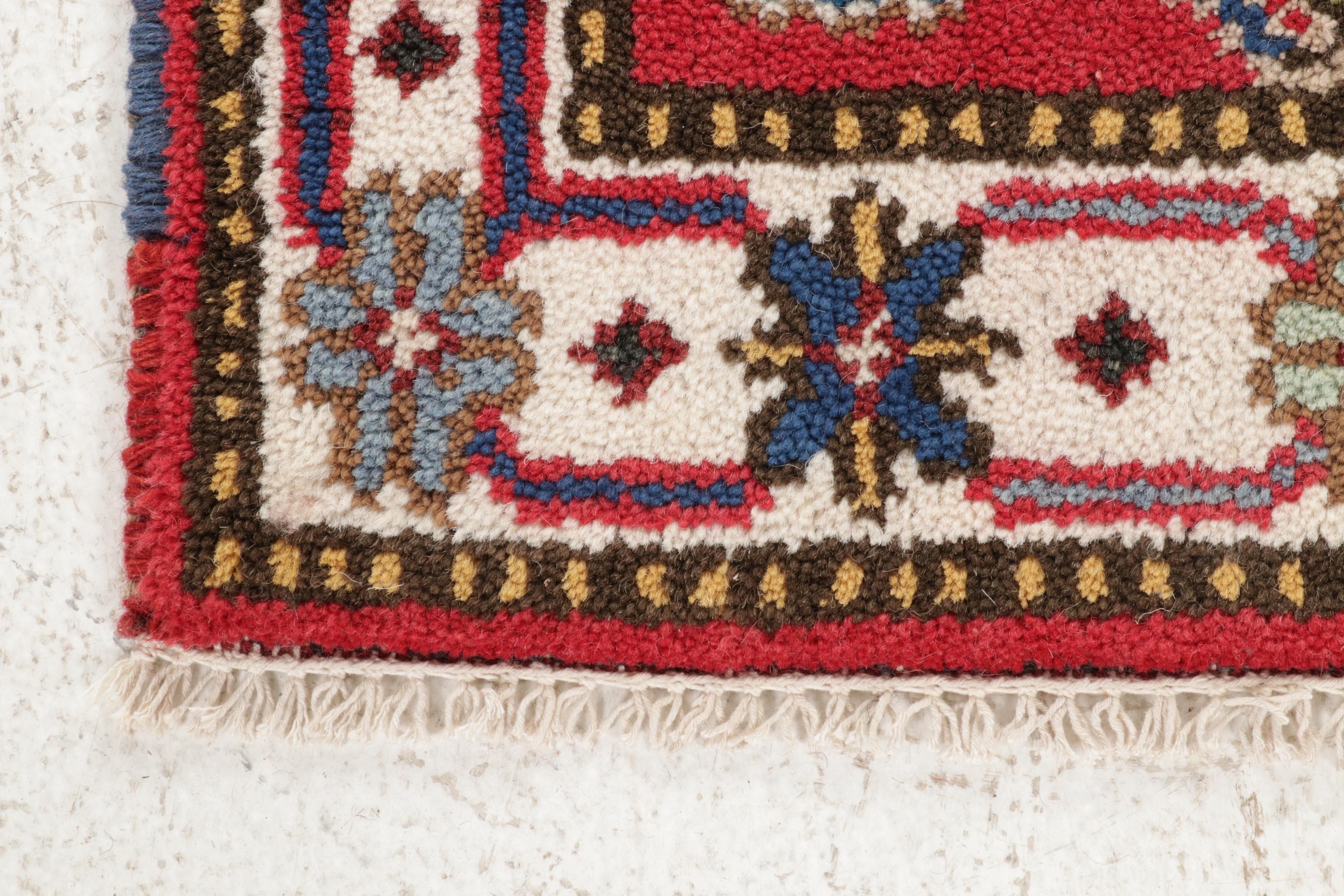 2'1 x 4' Hand-Knotted Indo-Caucasian Kazak Rug, 2010s