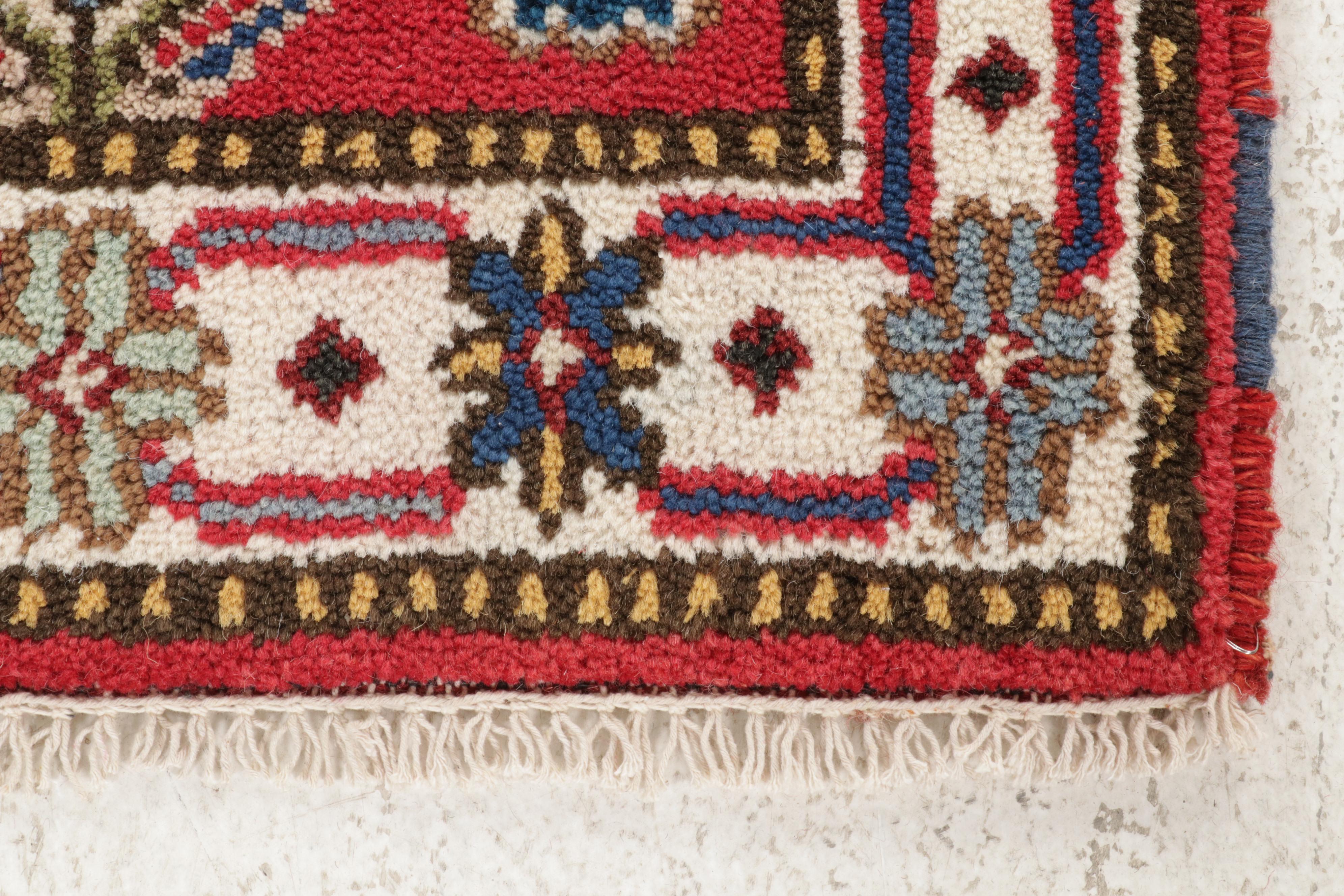 2'1 x 4' Hand-Knotted Indo-Caucasian Kazak Rug, 2010s