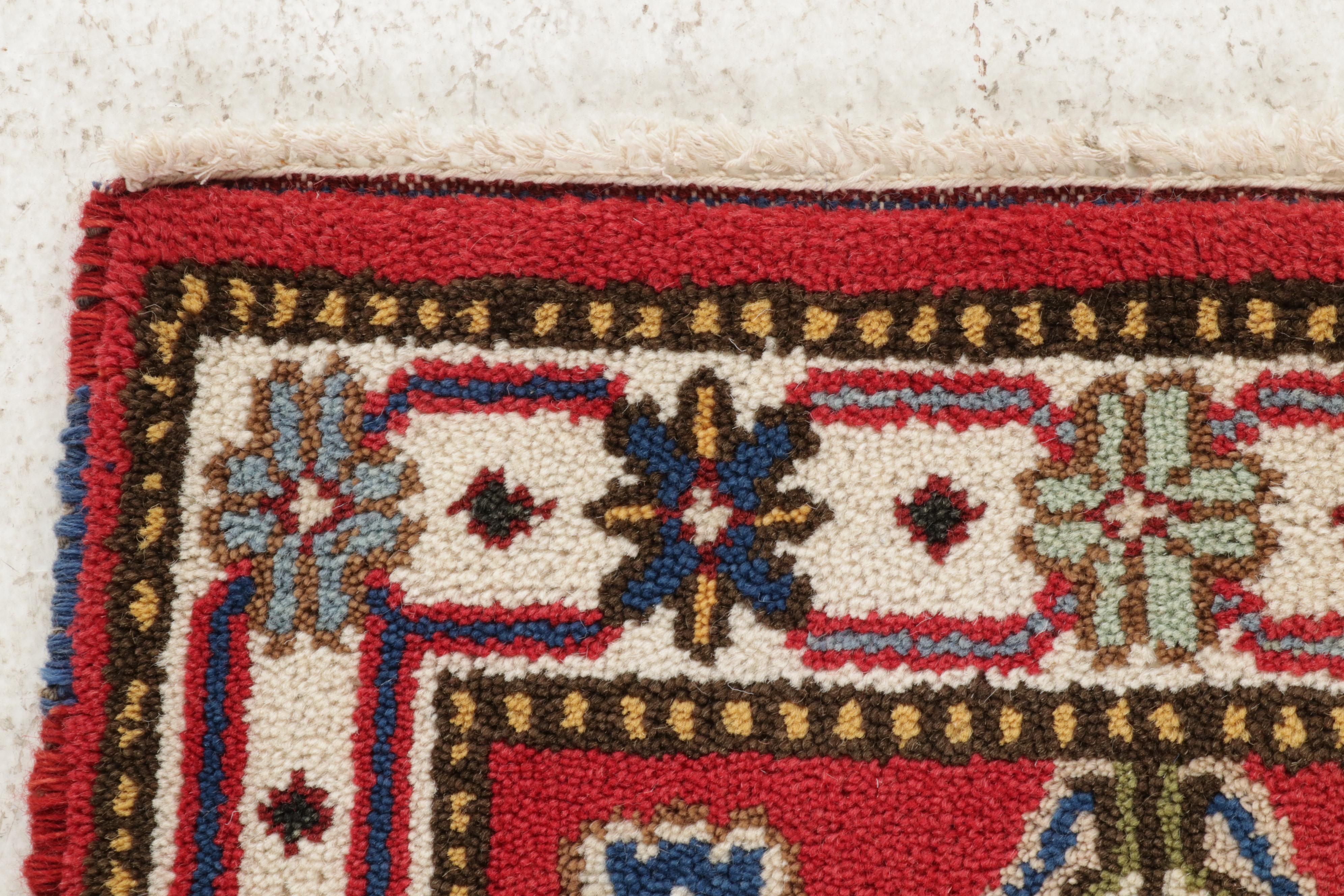 2'1 x 4' Hand-Knotted Indo-Caucasian Kazak Rug, 2010s