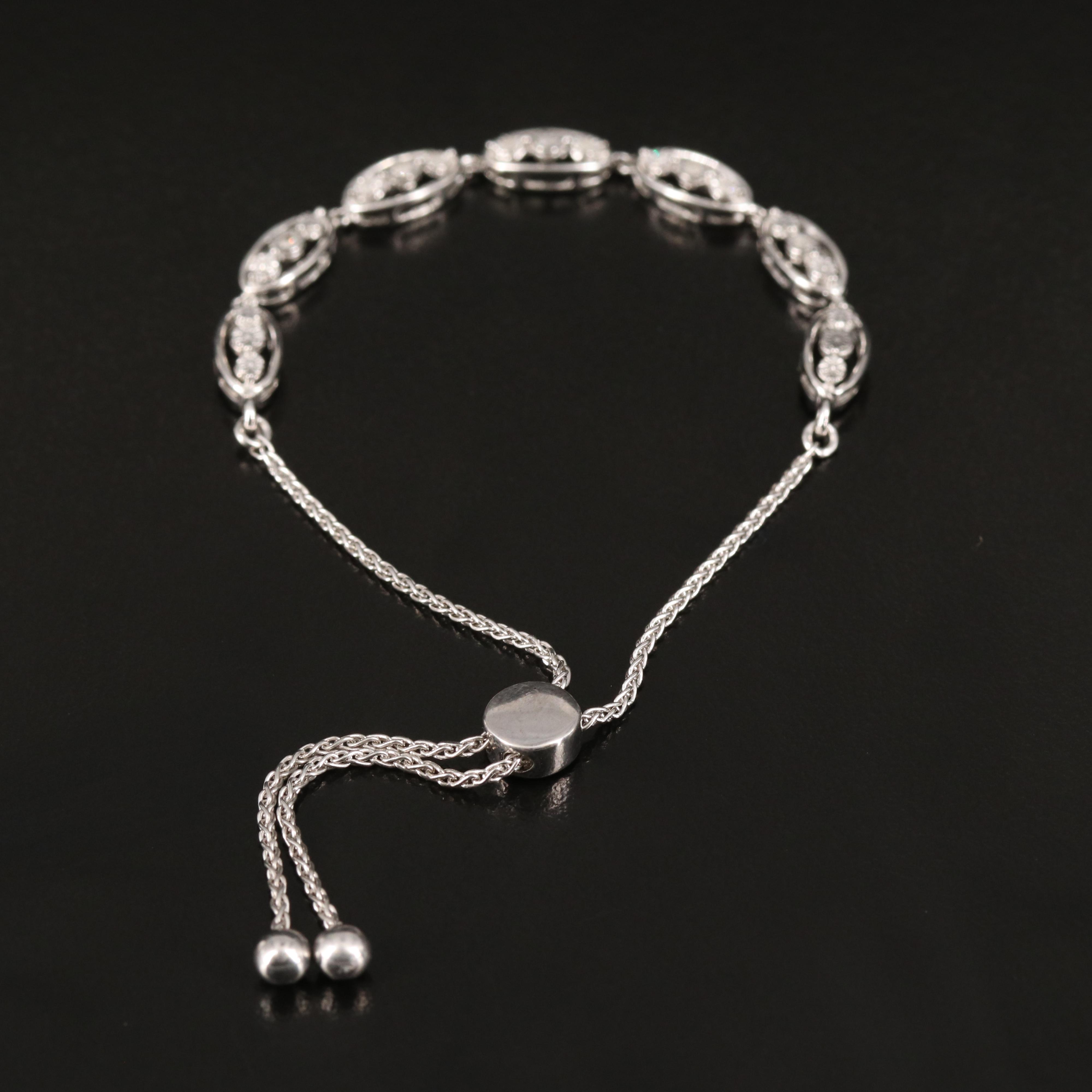 Diamond Bolo Bracelet in Sterling
