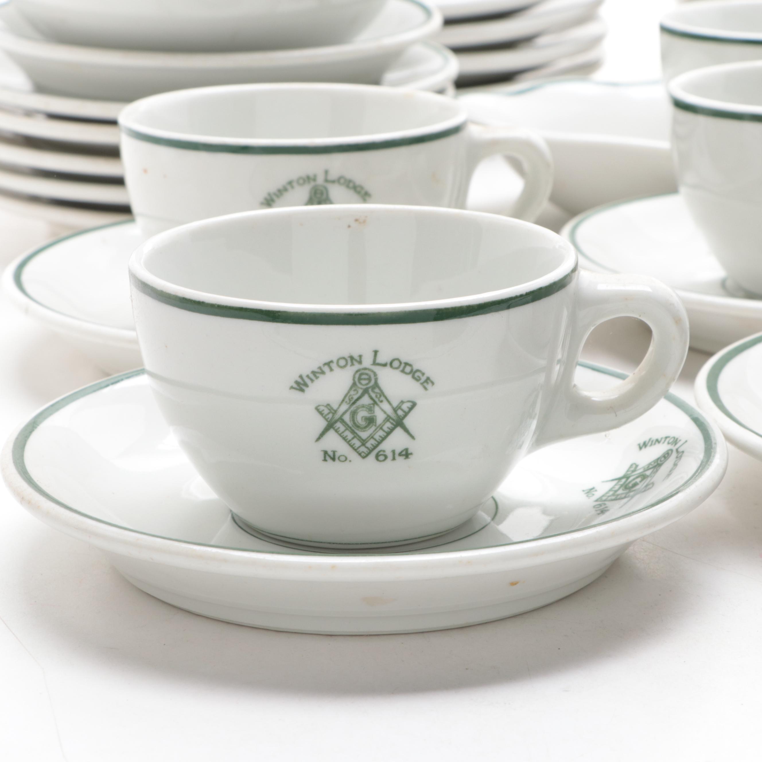 Carr China Co. Winton Masonic Lodge No. 614 Ceramic Dinnerware and Serveware