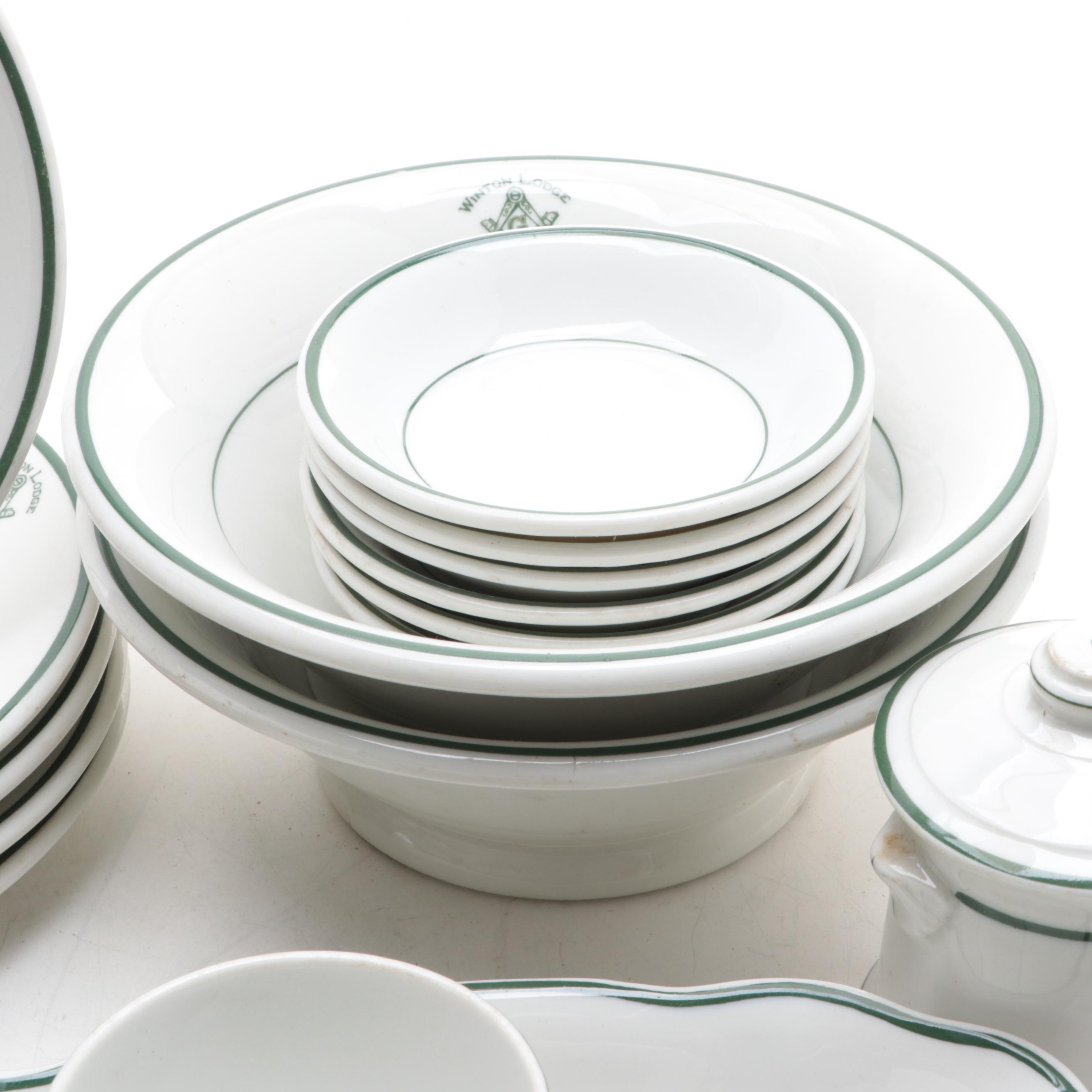 Carr China Co. Winton Masonic Lodge No. 614 Ceramic Dinnerware and Serveware