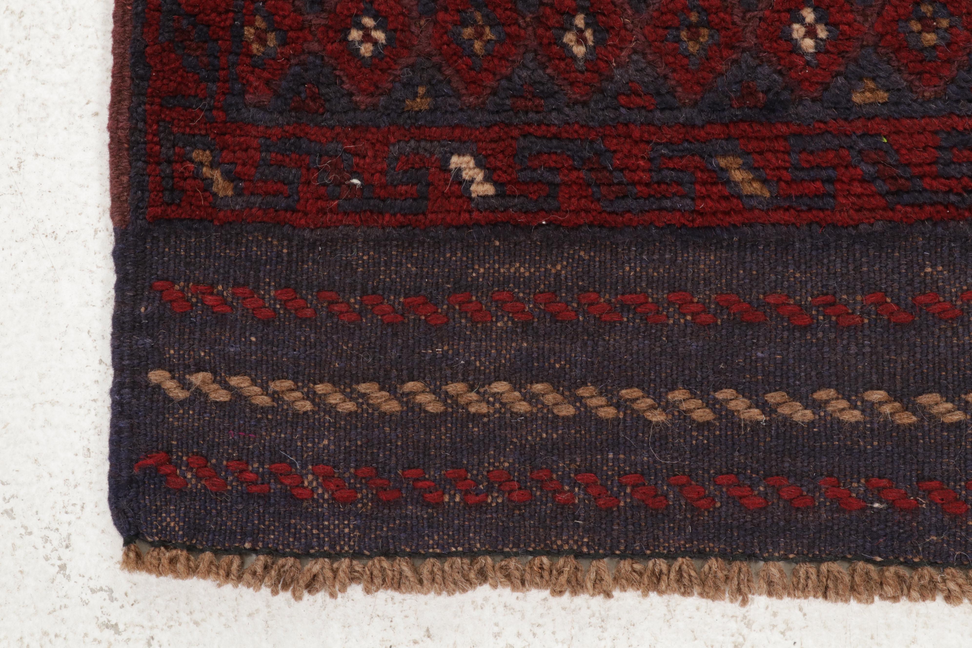 2' x 8'3 Hand-Knotted Afghan Turkmen Runner, 2000s