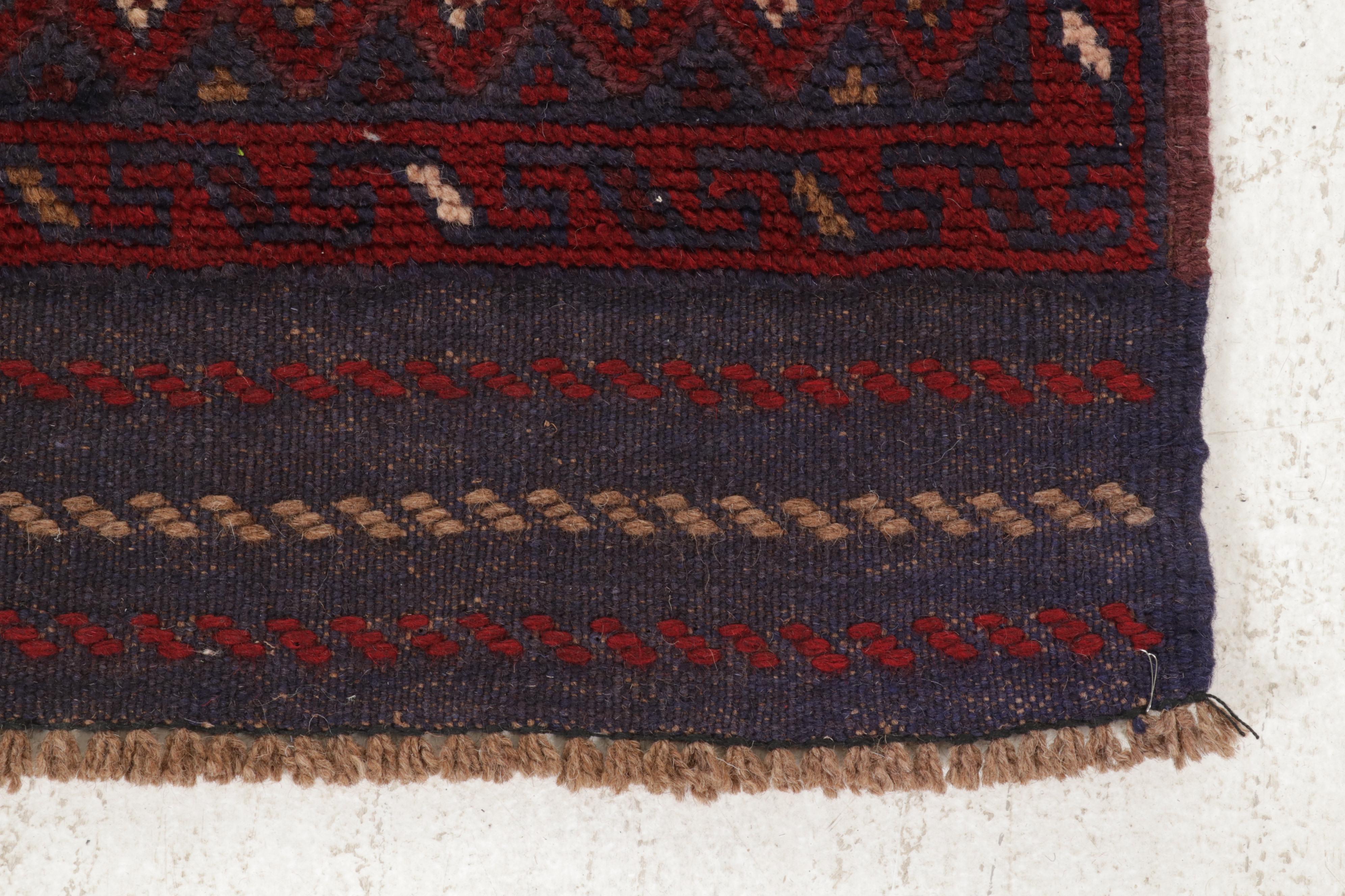 2' x 8'3 Hand-Knotted Afghan Turkmen Runner, 2000s