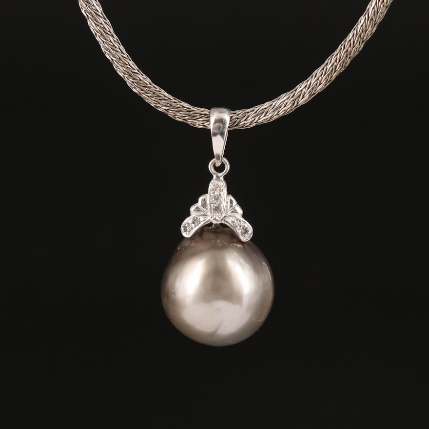 14K Pearl and Diamond Necklace