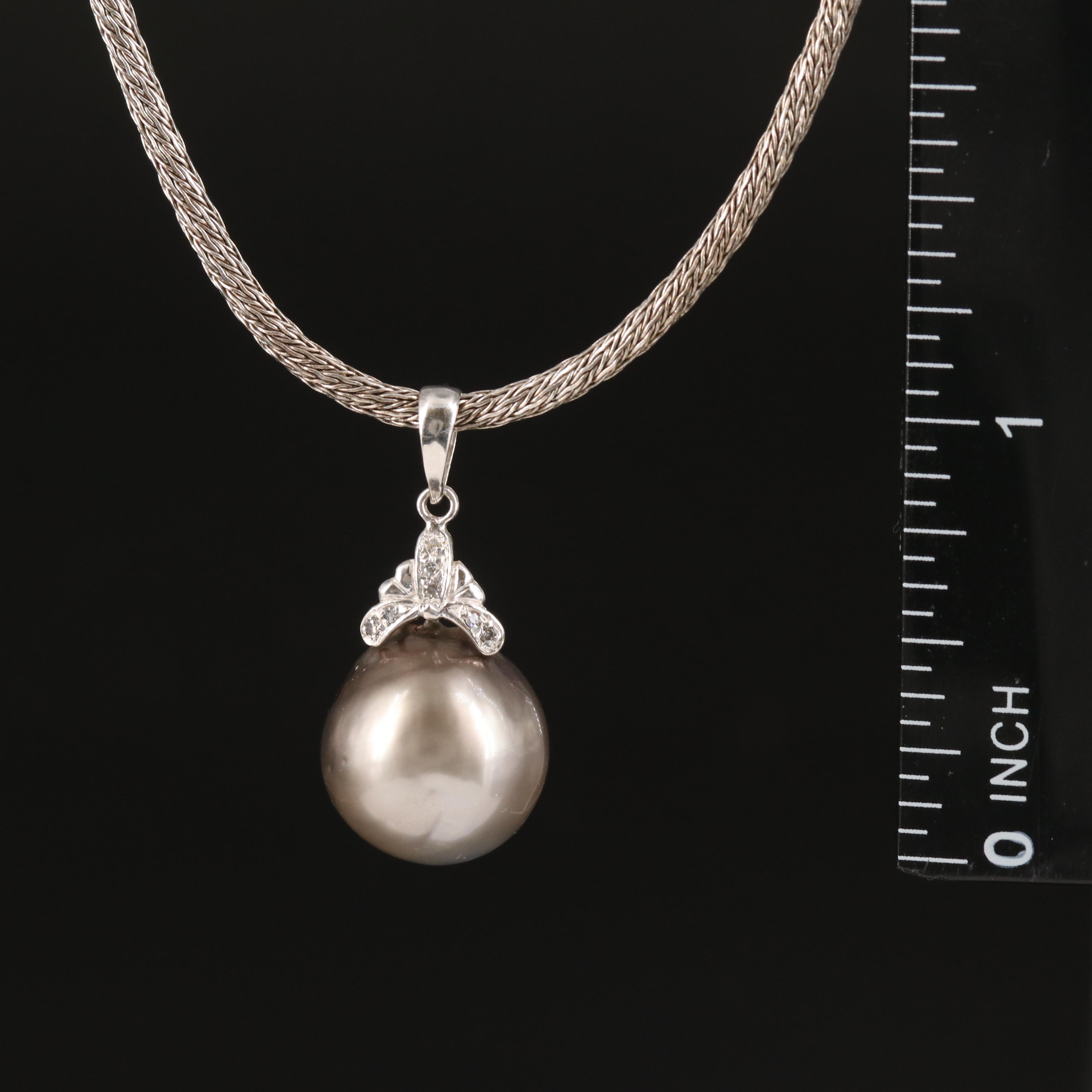 14K Pearl and Diamond Necklace