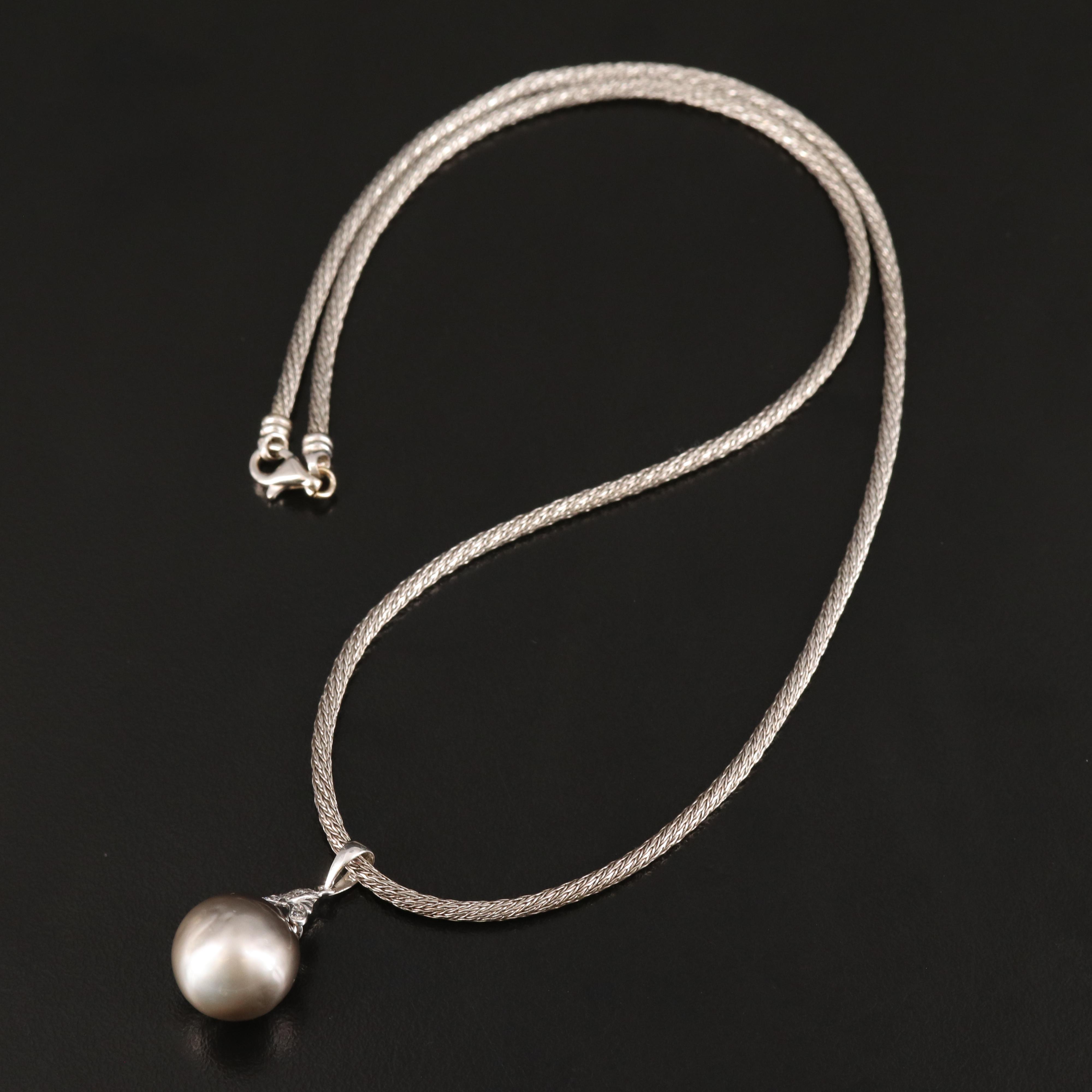 14K Pearl and Diamond Necklace
