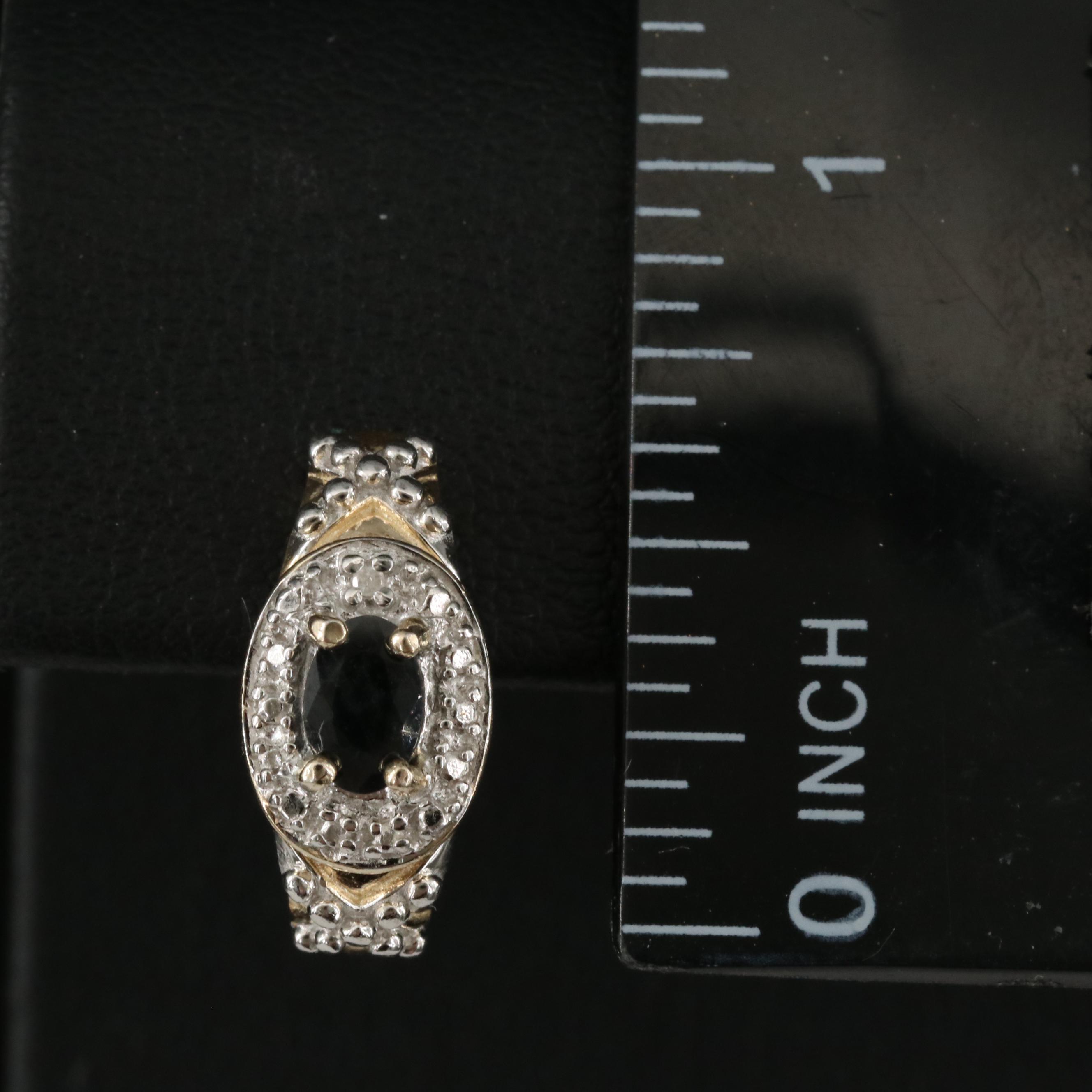 Sterling Sapphire and Diamond JHoop Earrings