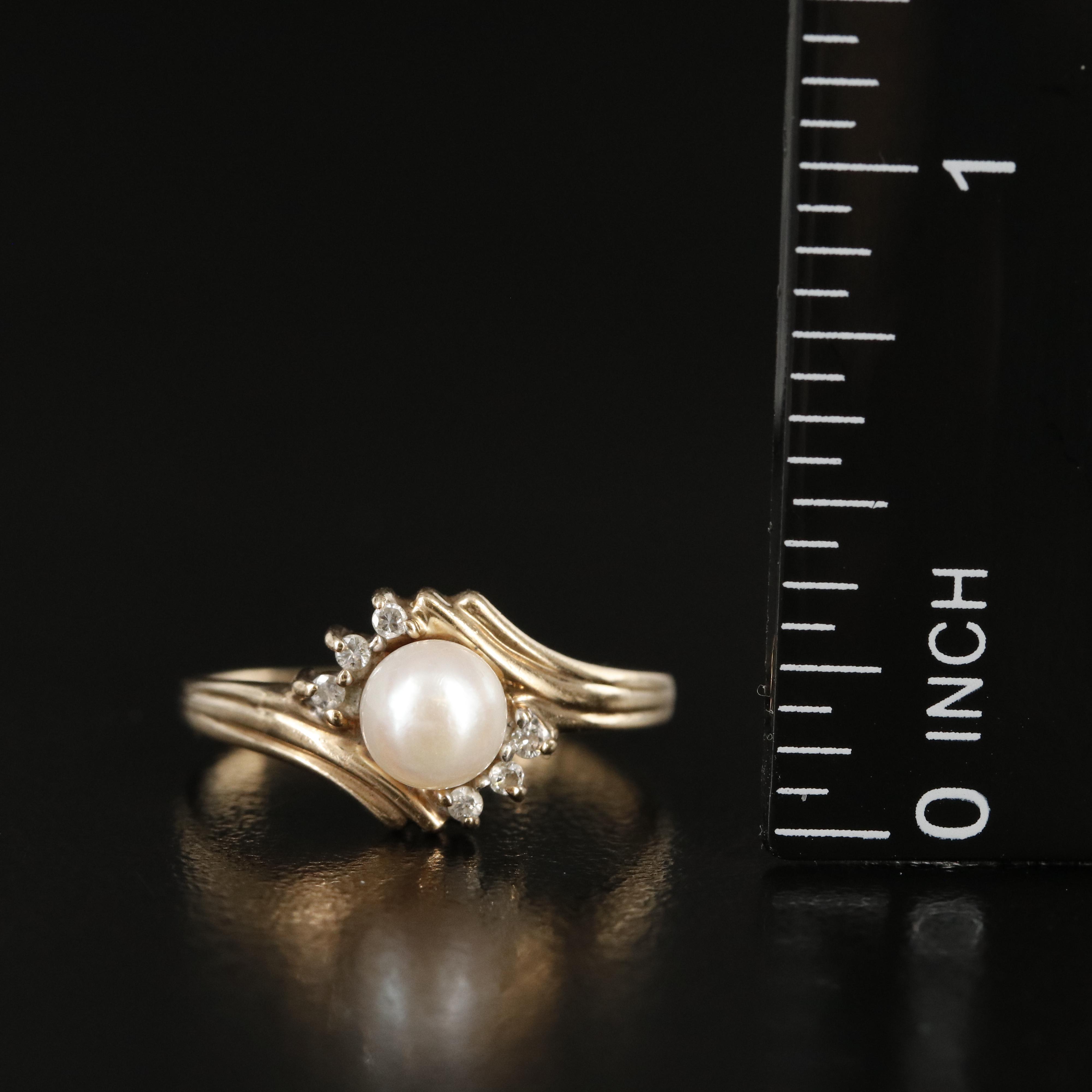 10K Pearl and Diamond Ring
