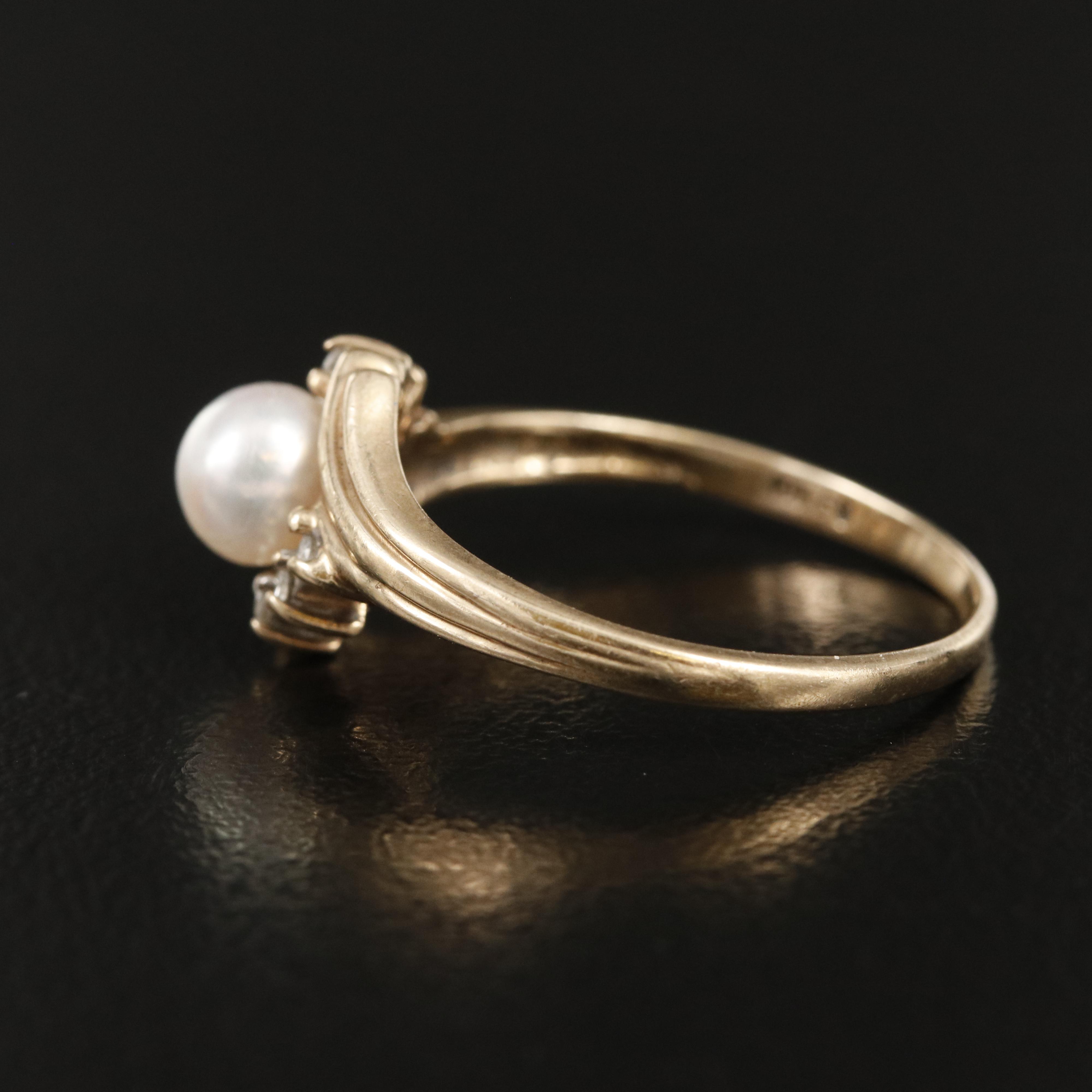 10K Pearl and Diamond Ring