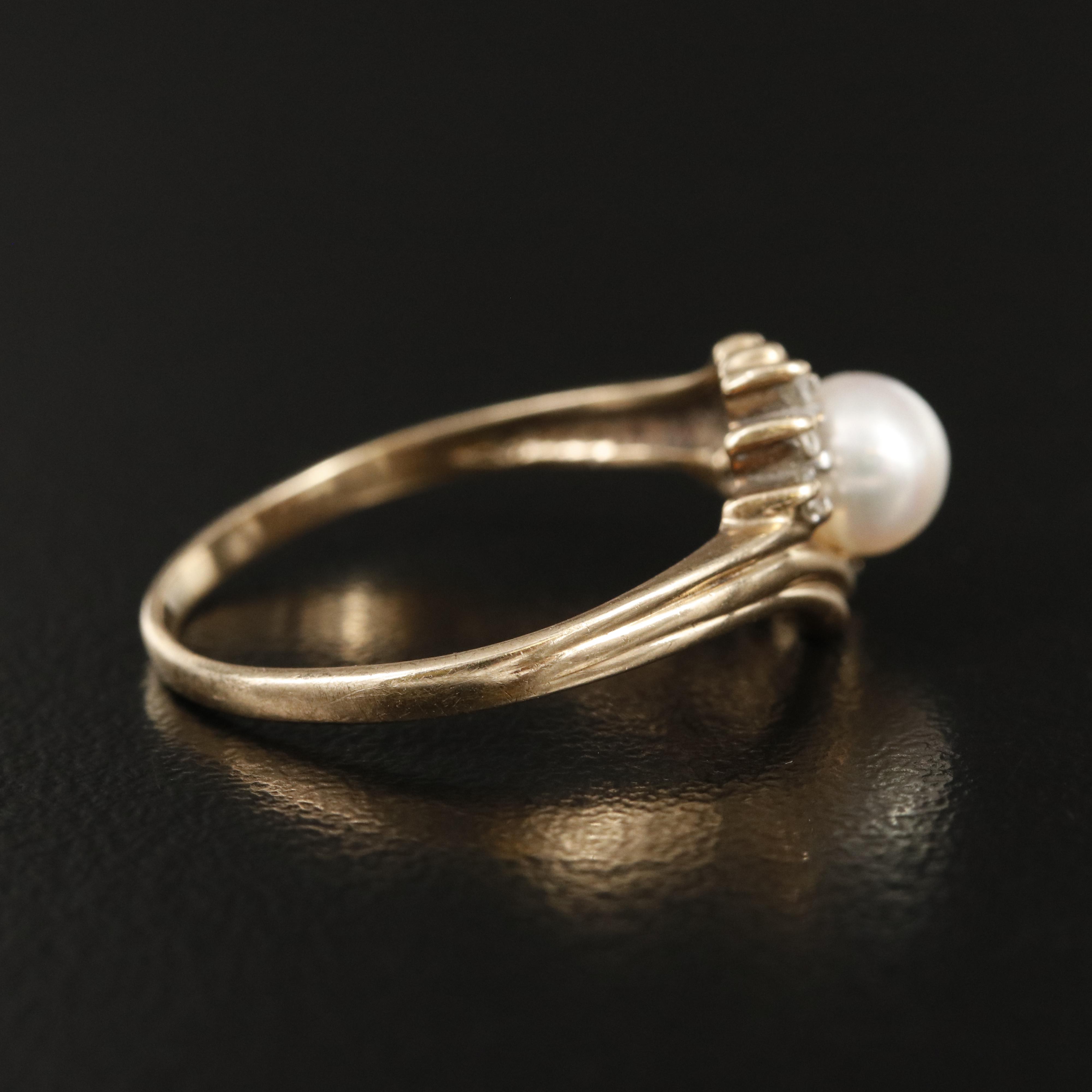 10K Pearl and Diamond Ring