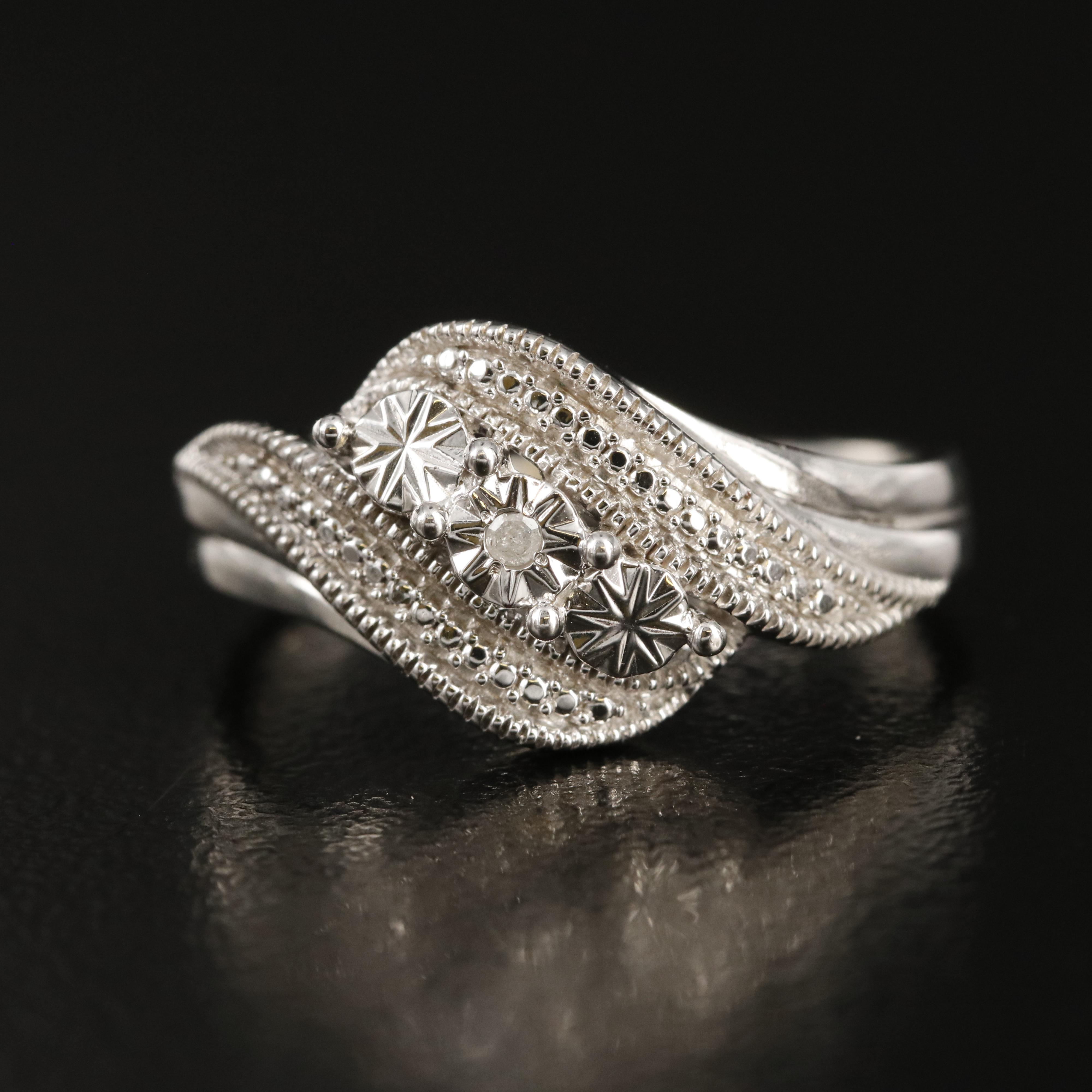 Sterling Diamond Crossover Ring
