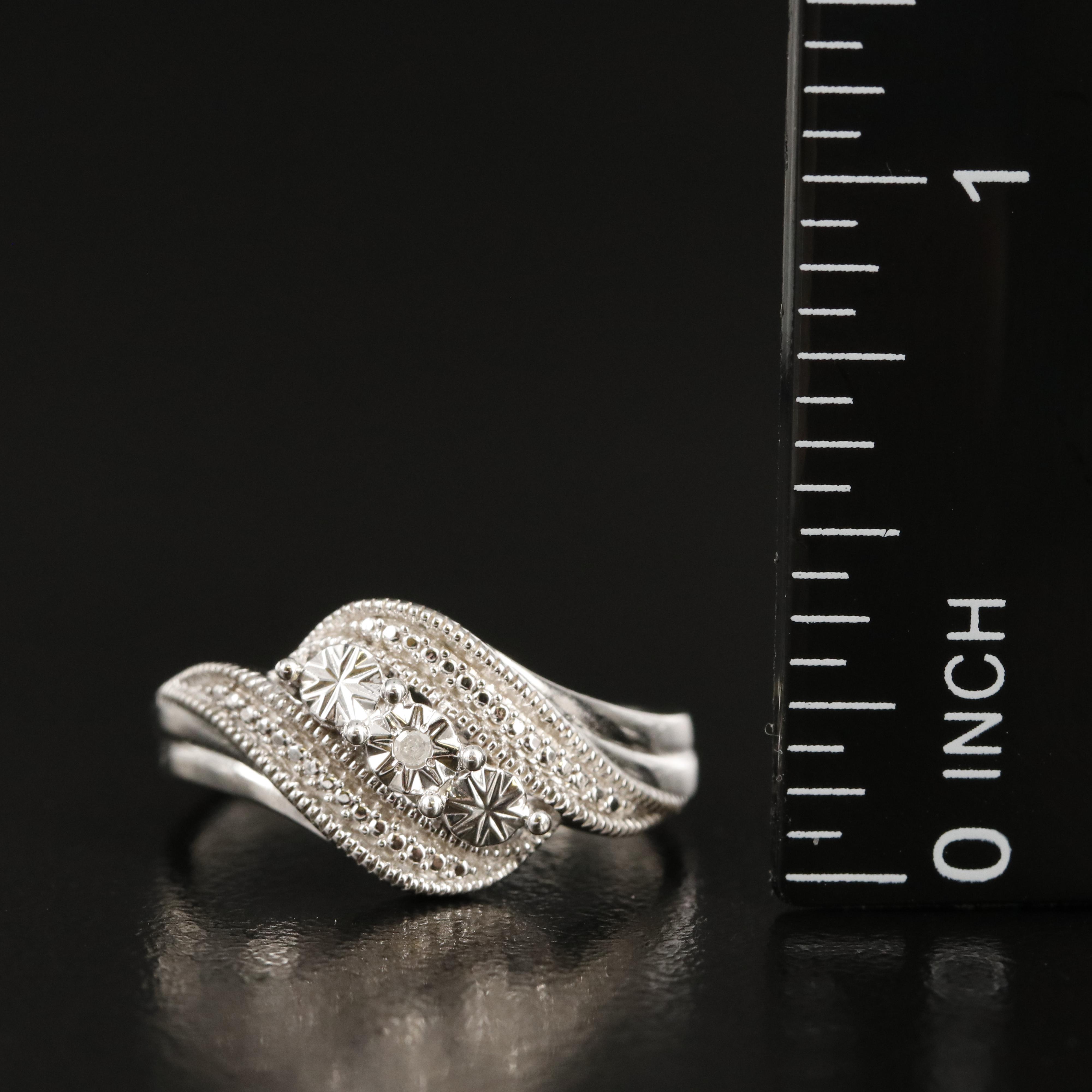 Sterling Diamond Crossover Ring