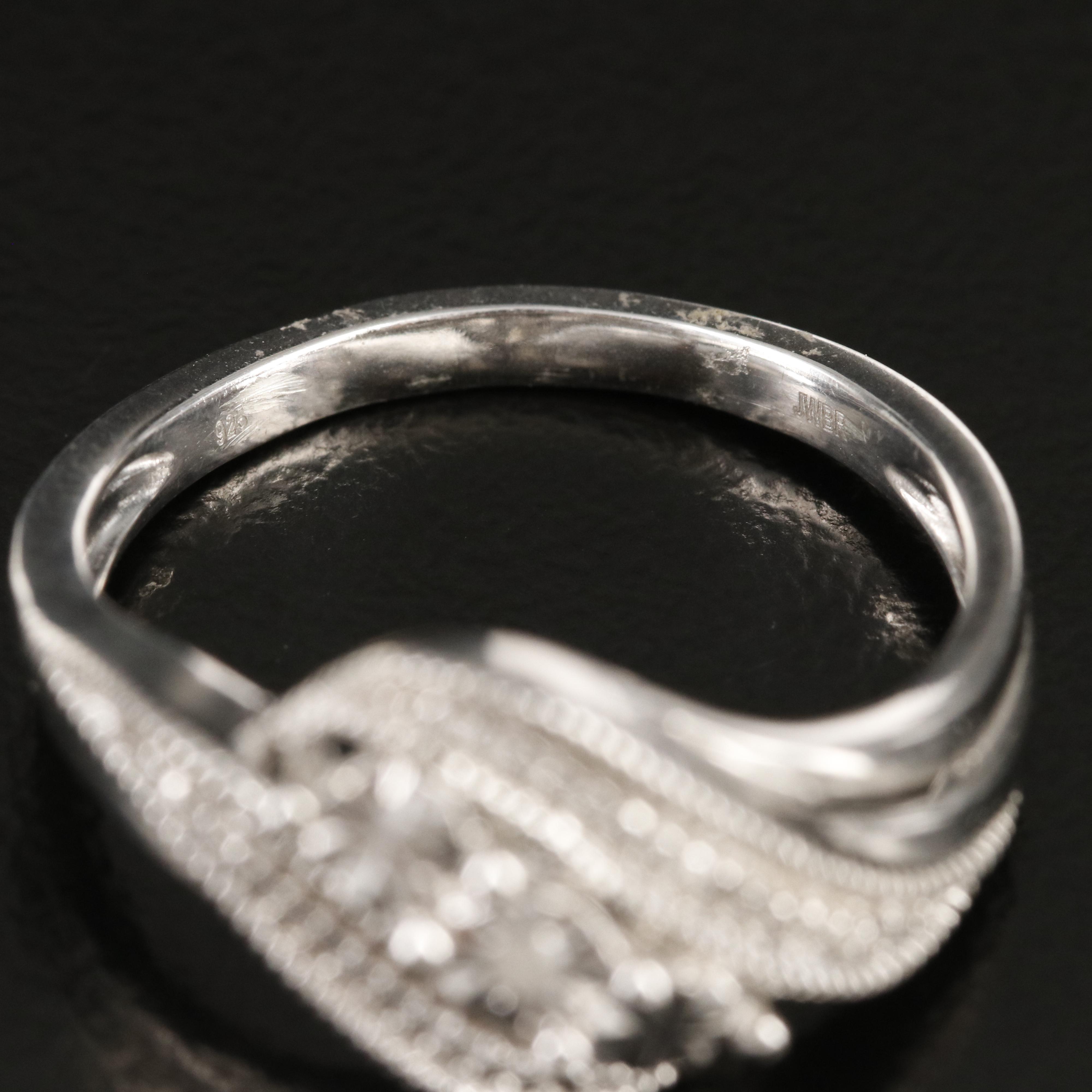 Sterling Diamond Crossover Ring