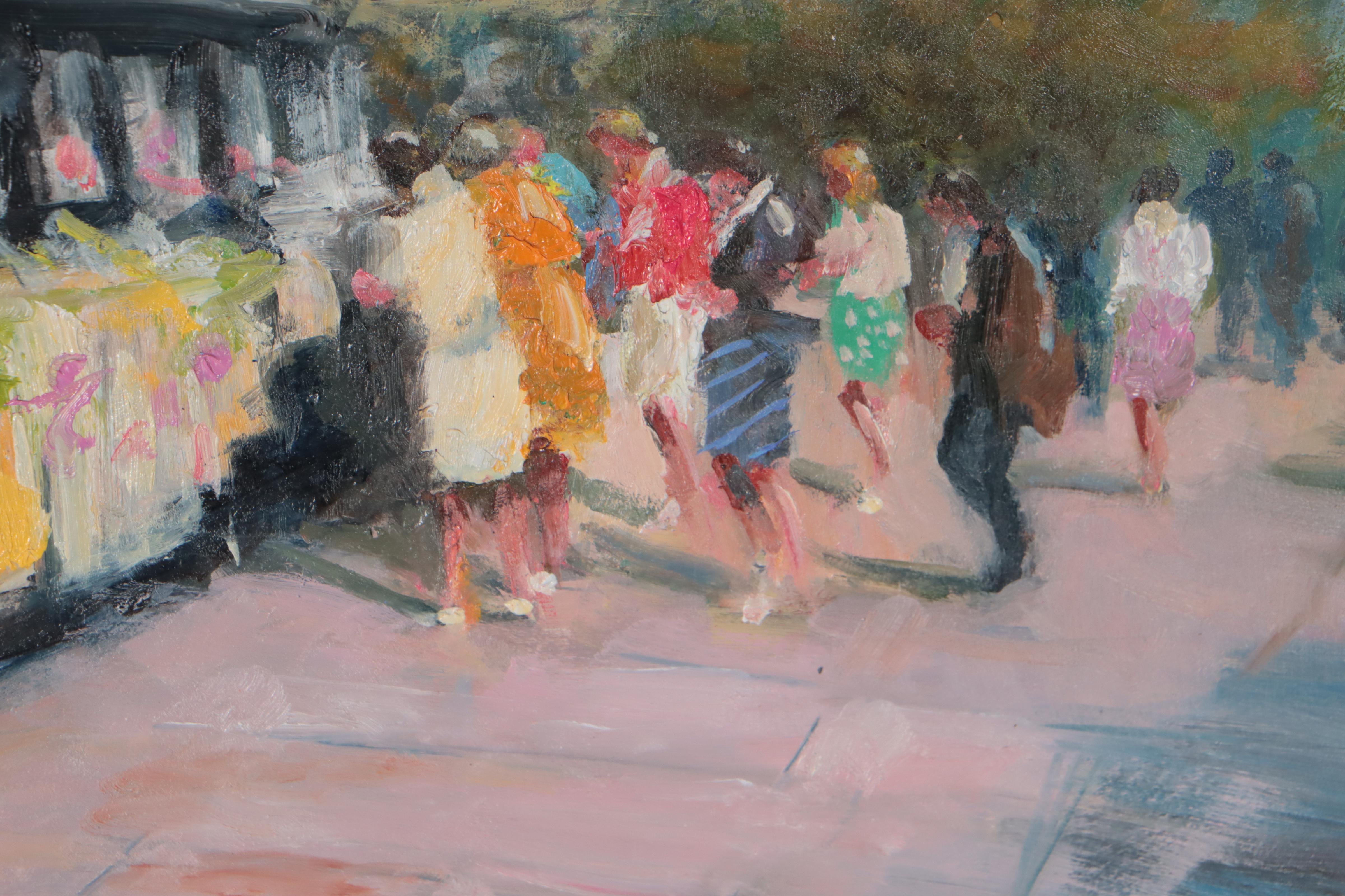 Nino Pippa Oil Painting "Paris - Book Stands by Notre Dame," 2017