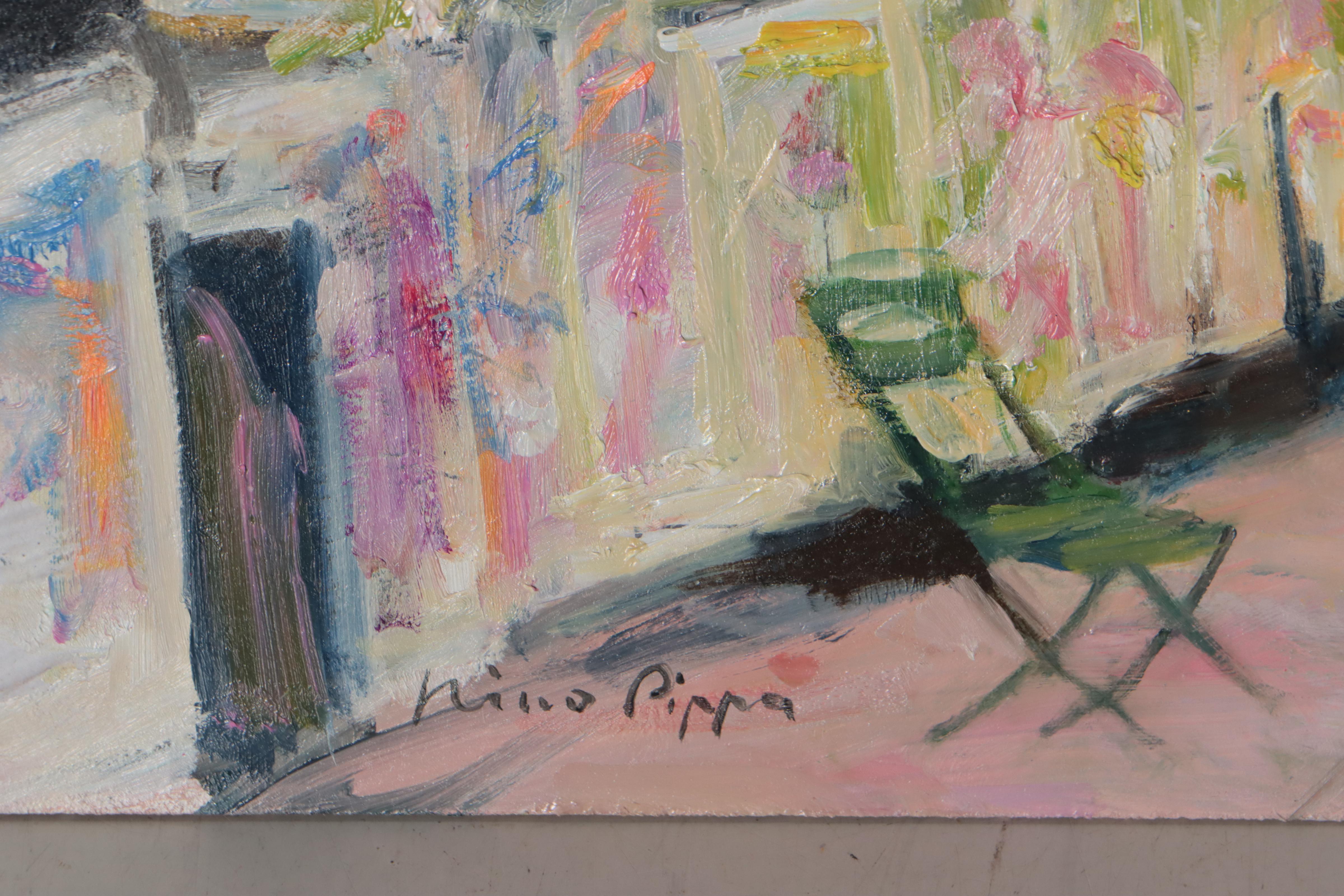 Nino Pippa Oil Painting "Paris - Book Stands by Notre Dame," 2017