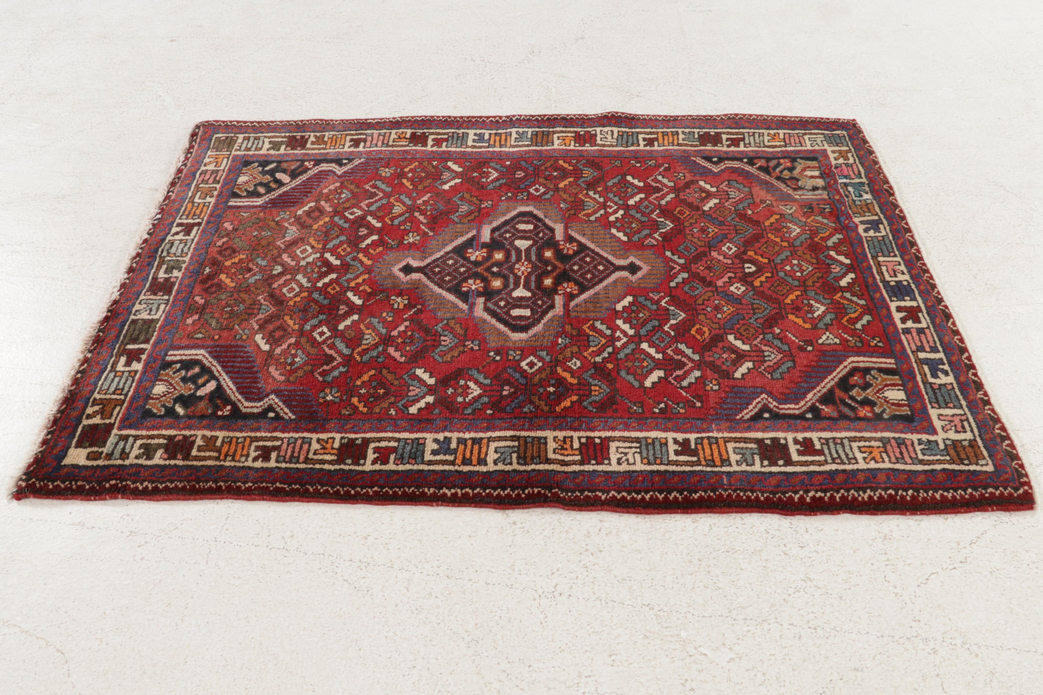 3'6 x 4'10 Hand-Knotted Persian Zanjan Rug, 1970s