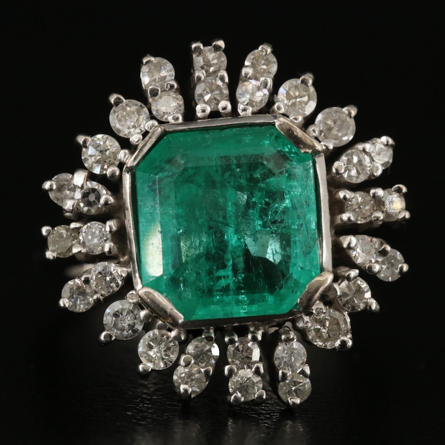 14K 2.76 CT Emerald and 1.00 CTW Diamond Ring